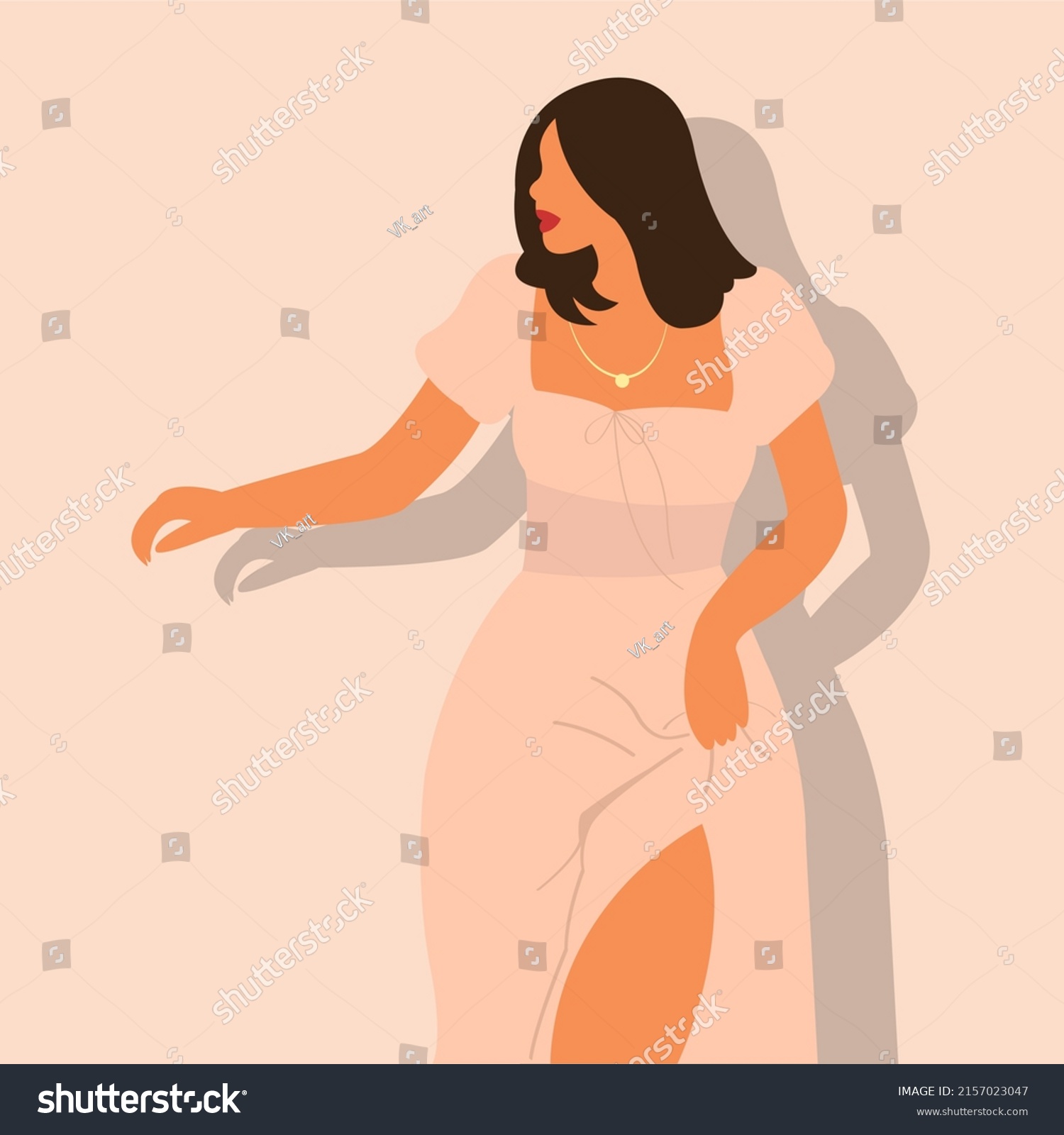 Illustration Girl Pink Dress On Light Stock Vector Royalty Free 2157023047 Shutterstock 6987