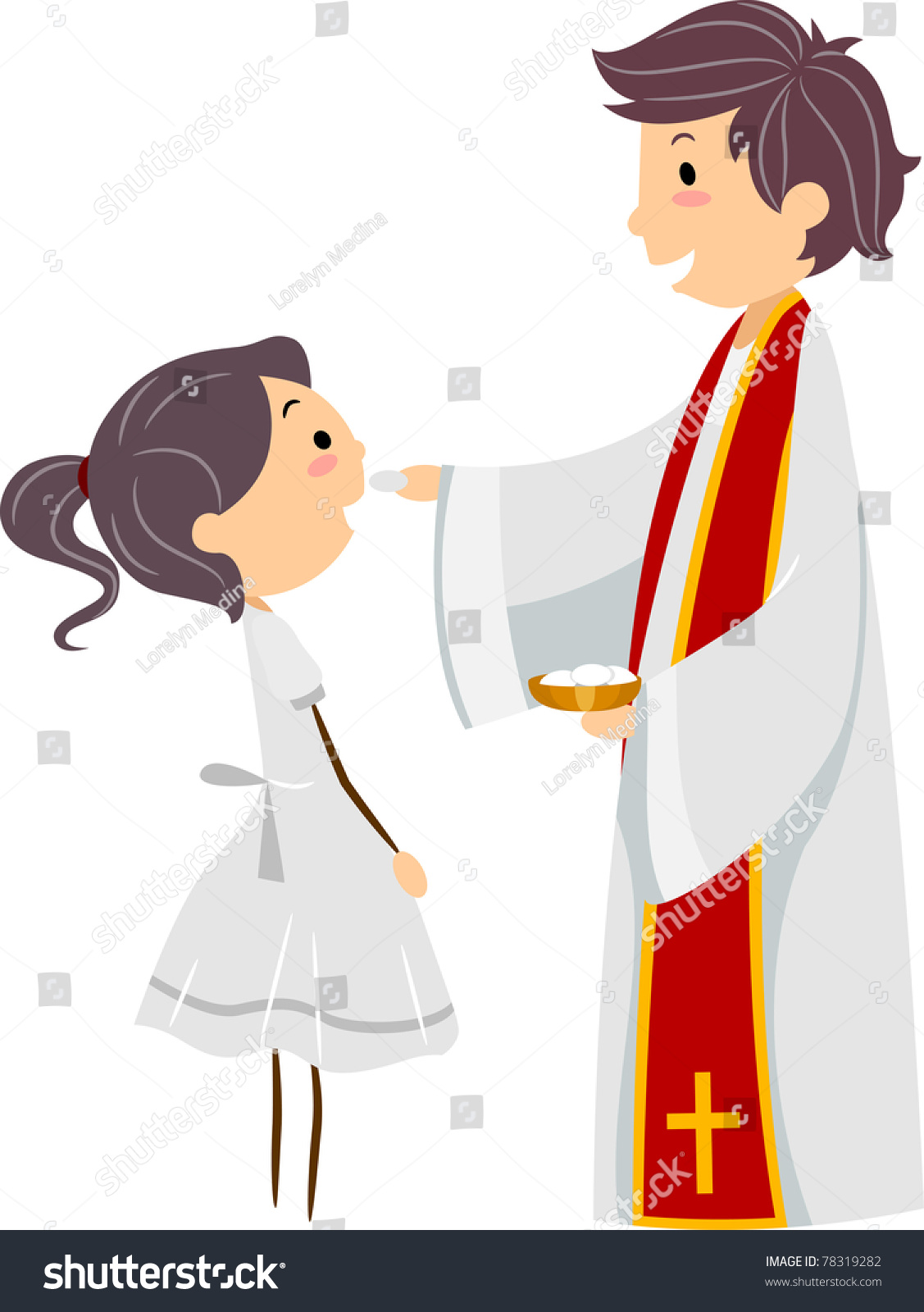 Illustration Girl Participating Holy Communion Stock Vector 78319282 ...
