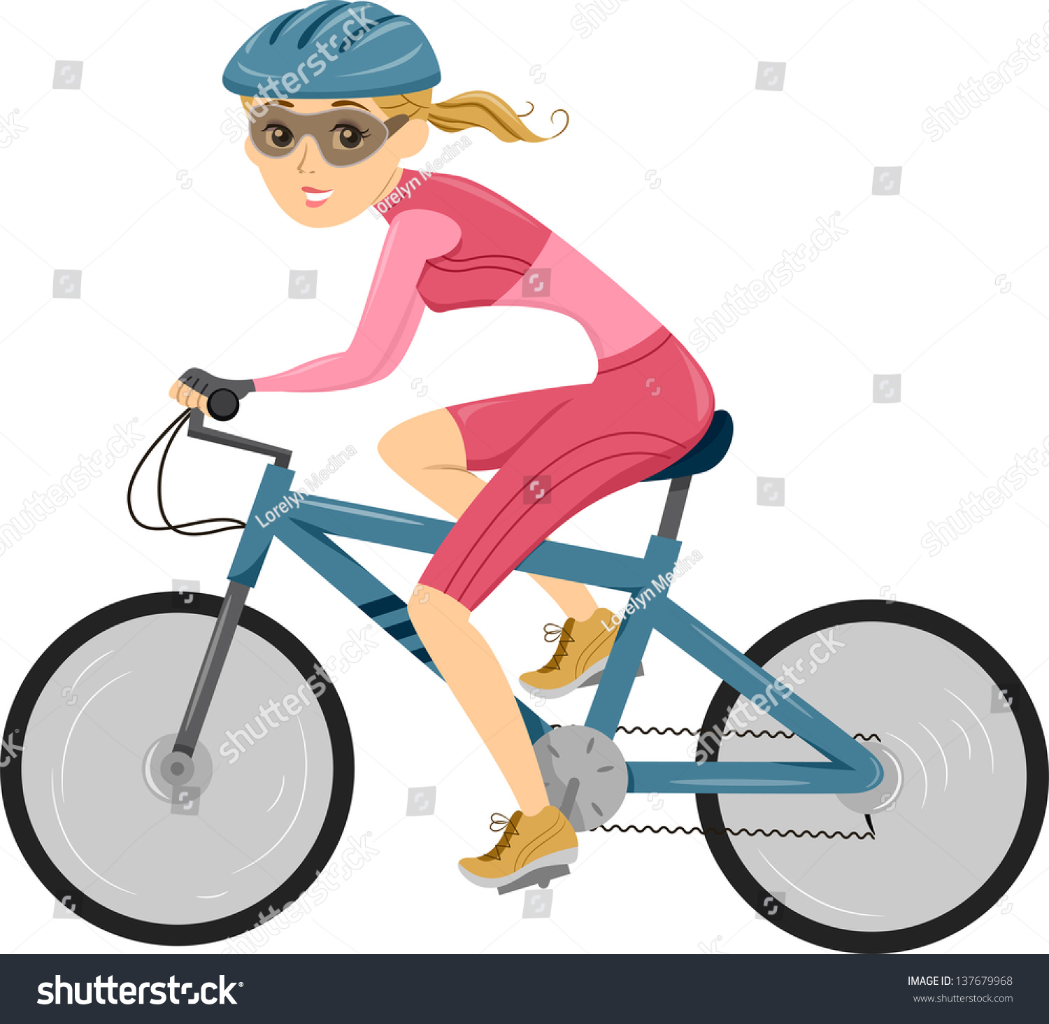 Illustration Of A Girl Riding A Bicycle For Triathlon - 137679968 ...