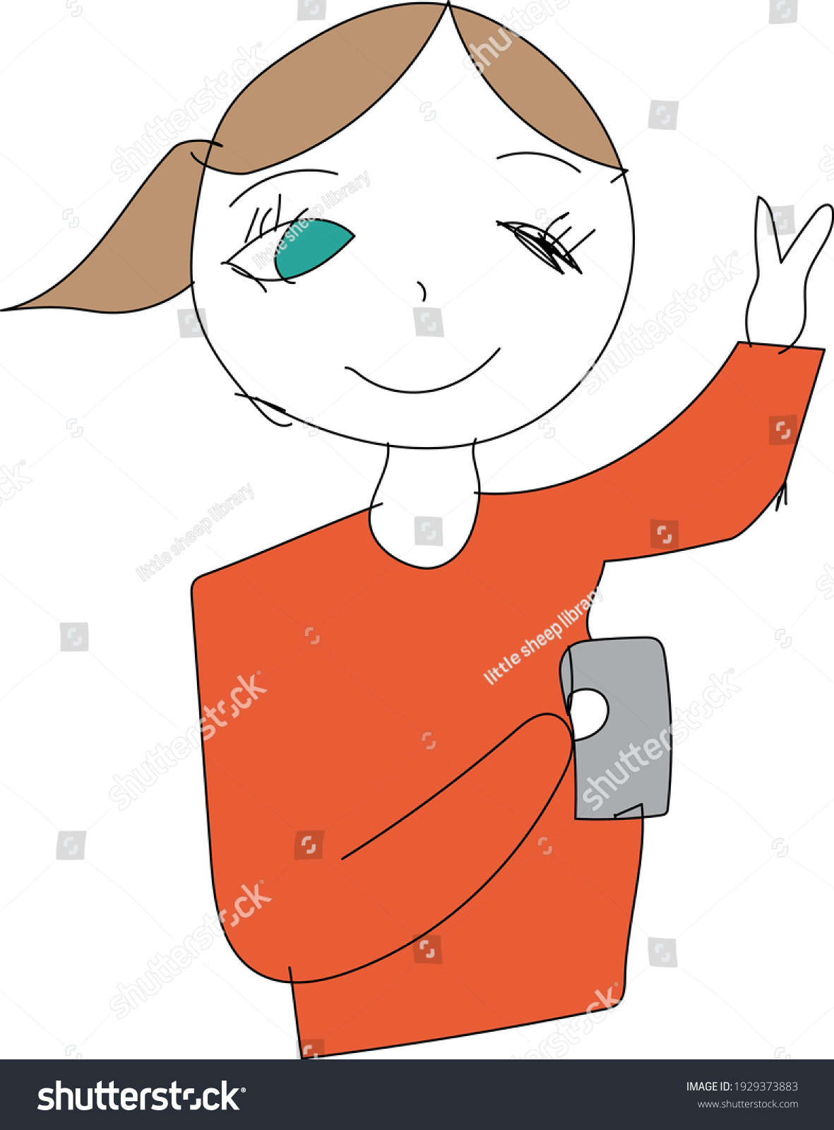 Illustration Girl Taking Selfie Stock Vector Royalty Free 1929373883