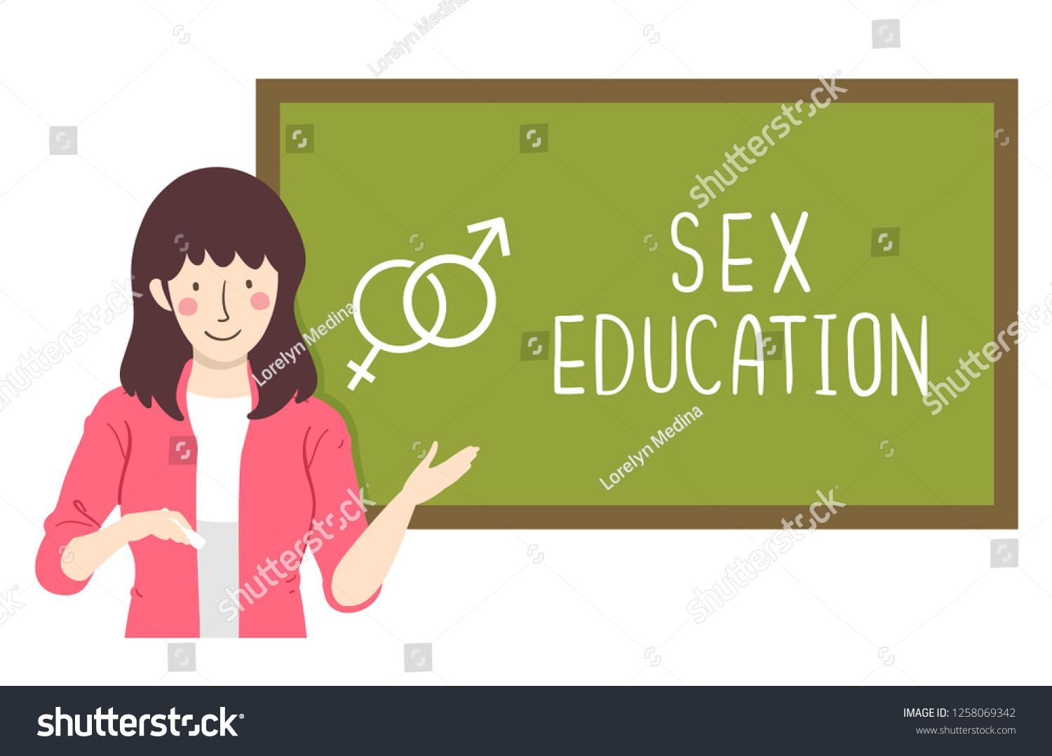 Illustration Girl Teacher Blackboard Teaching Sex Stock Vector Royalty Free 1258069342 