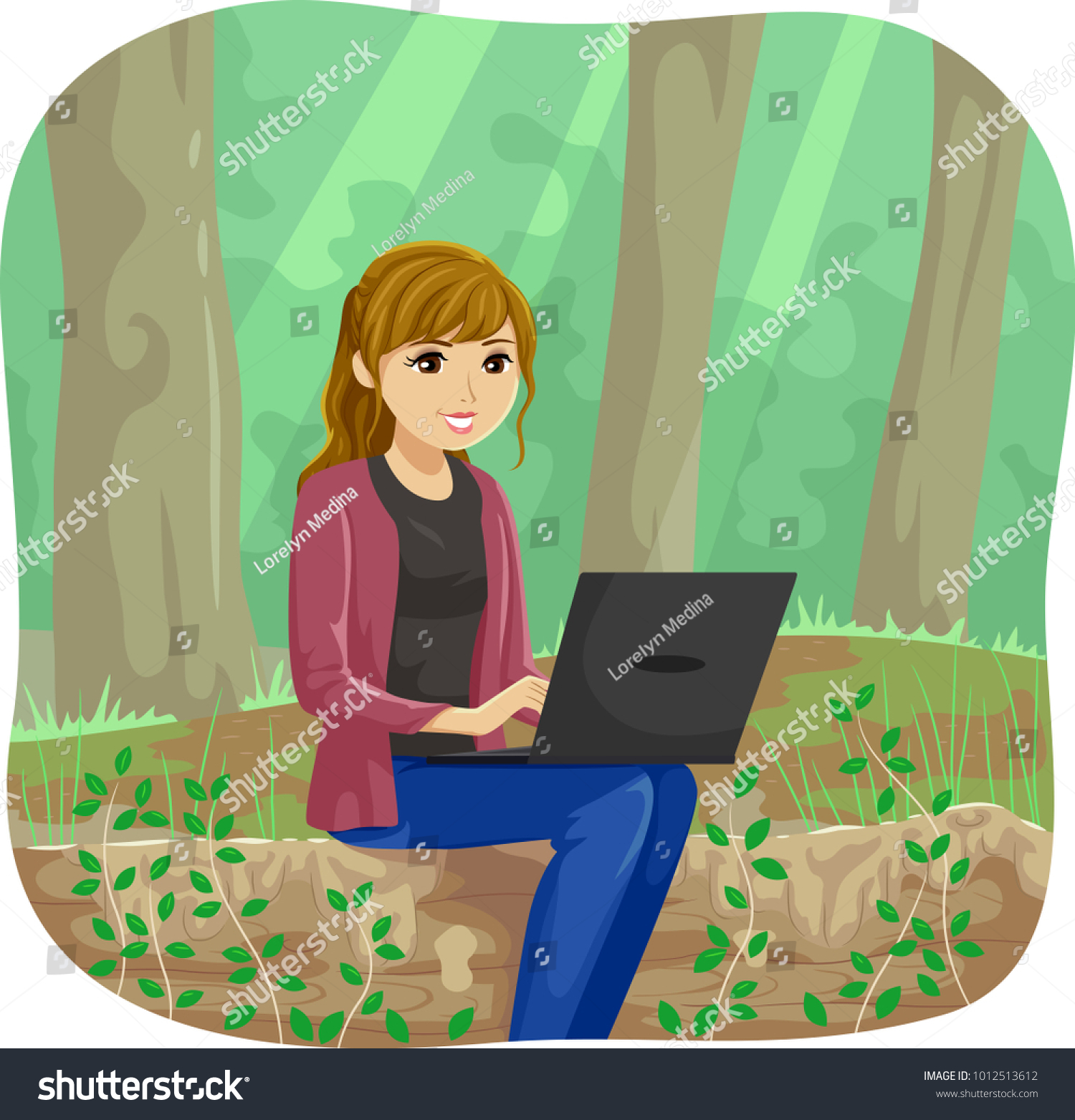 Girl with laptop clipart Stock Illustrations, Images & Vectors Shutterstock