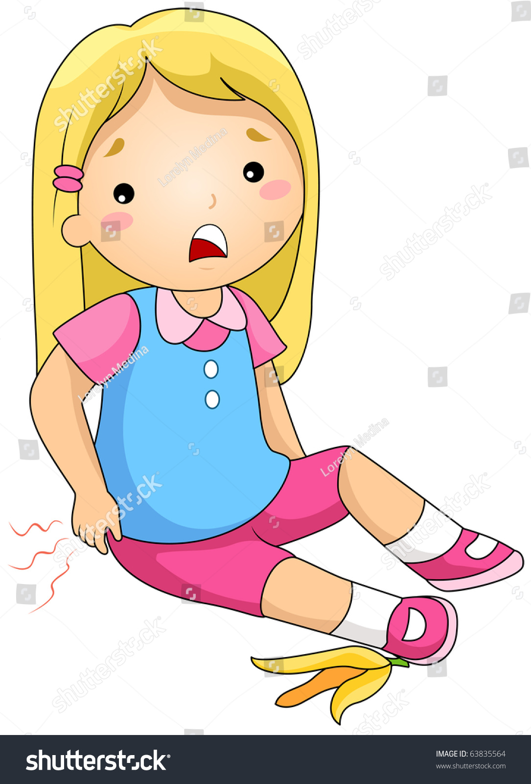 Illustration Girl Who Slipped After Stepping Stock Vector 63835564 ...