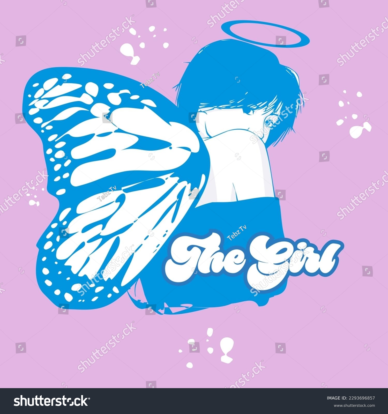 SVG of Illustration of a girl with butterfly wing EPS 10 Editable Vector svg
