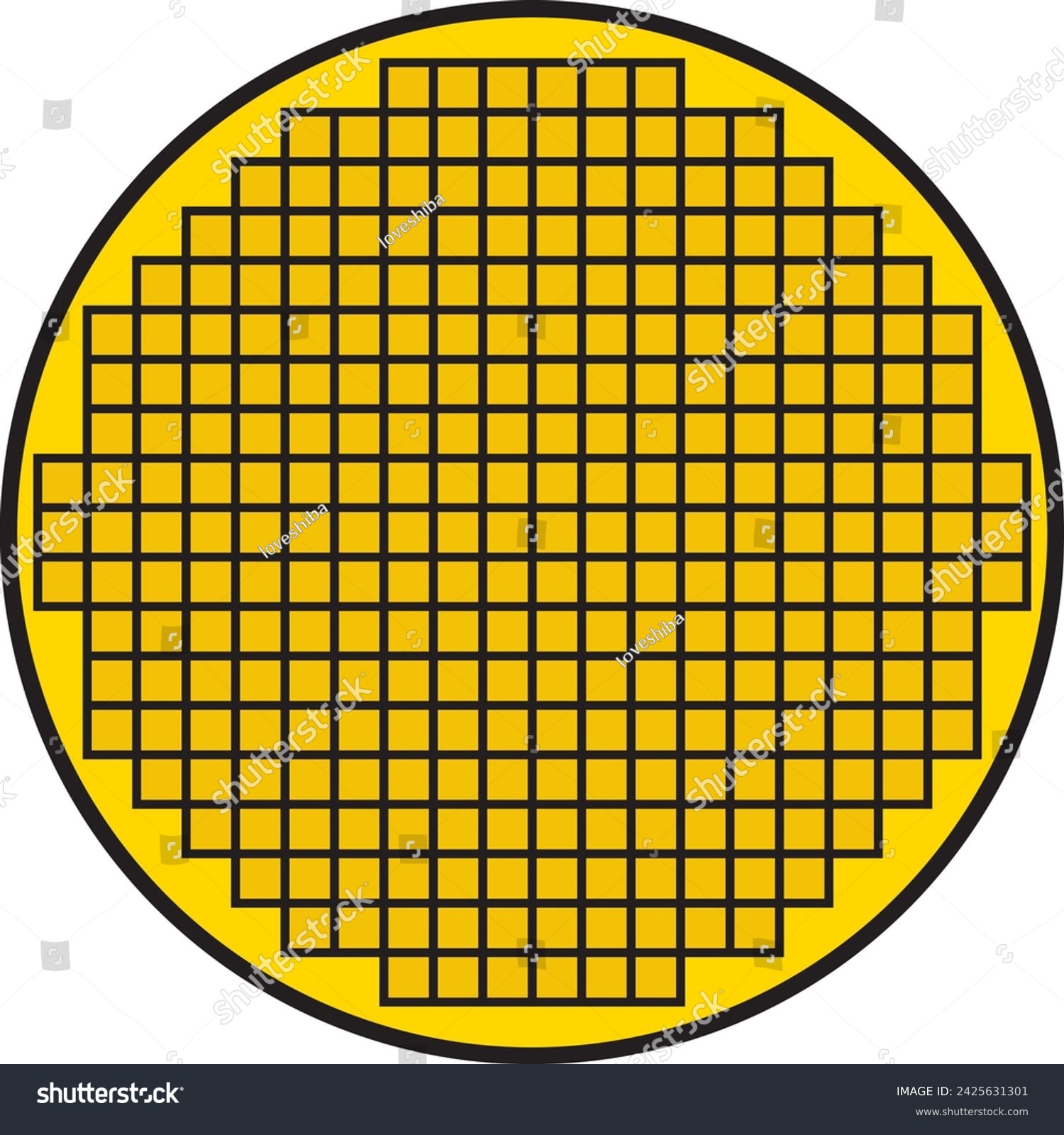 SVG of Illustration of a golden silicon wafer seen from the front svg