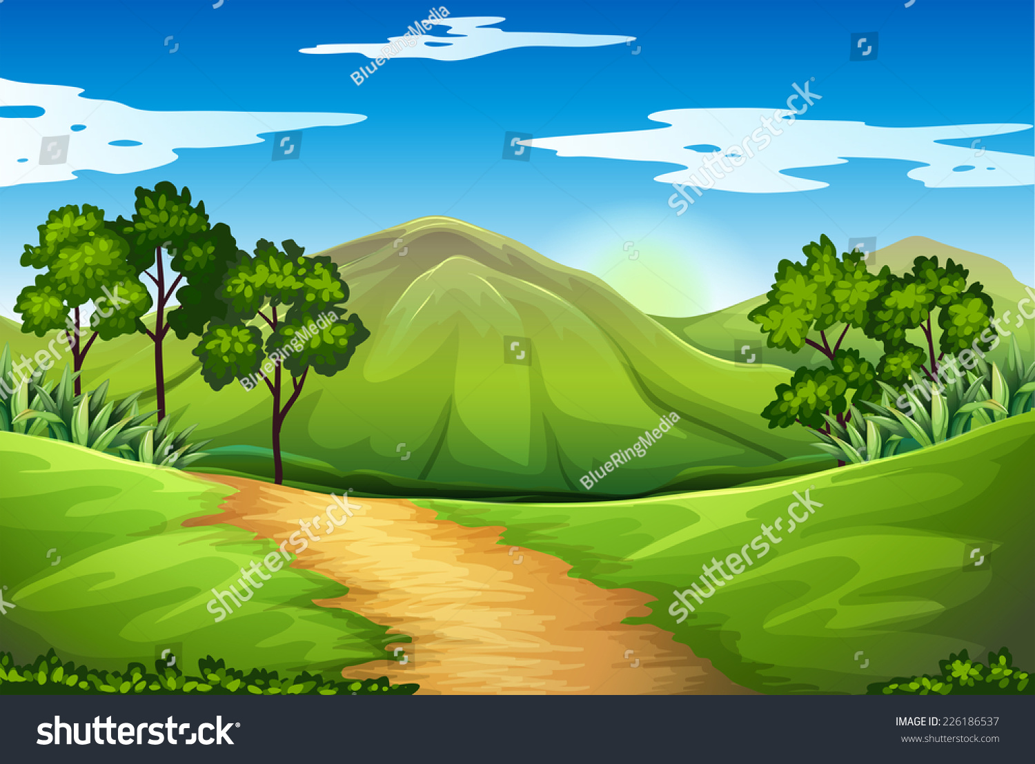 Illustration Of A Green Landscape - 226186537 : Shutterstock