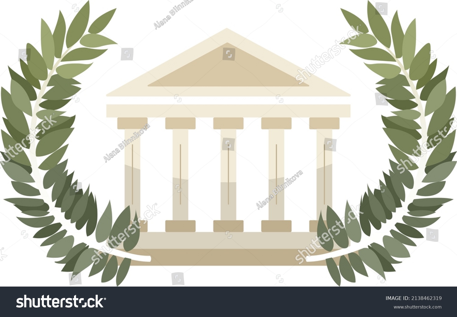 Illustration Green Laurel Wreath Greek Architecture Stock Vector ...