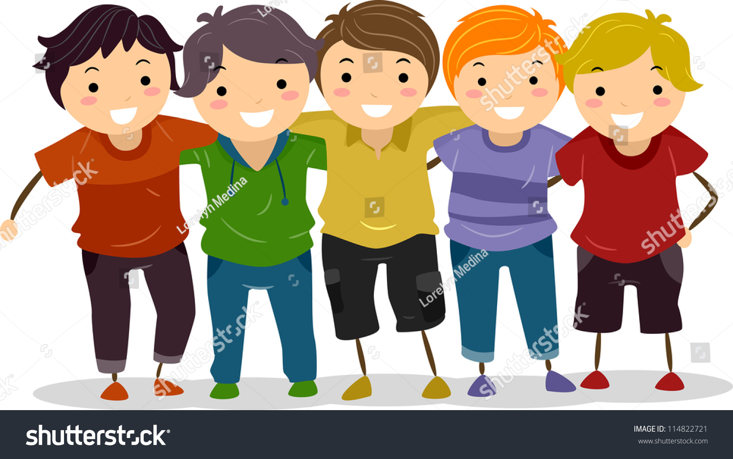 Illustration Group Boys Huddled Together Stock Vector 114822721 ...