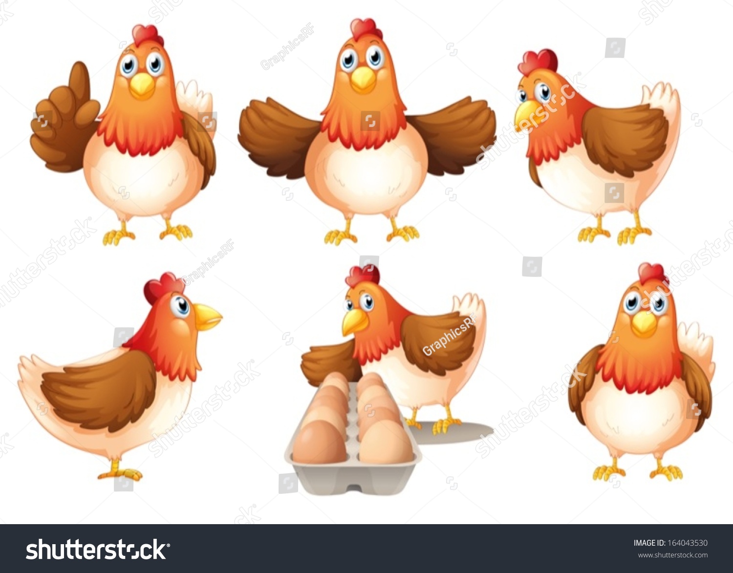 Illustration Of A Group Of Fat Hens On A White Background - 164043530 ...