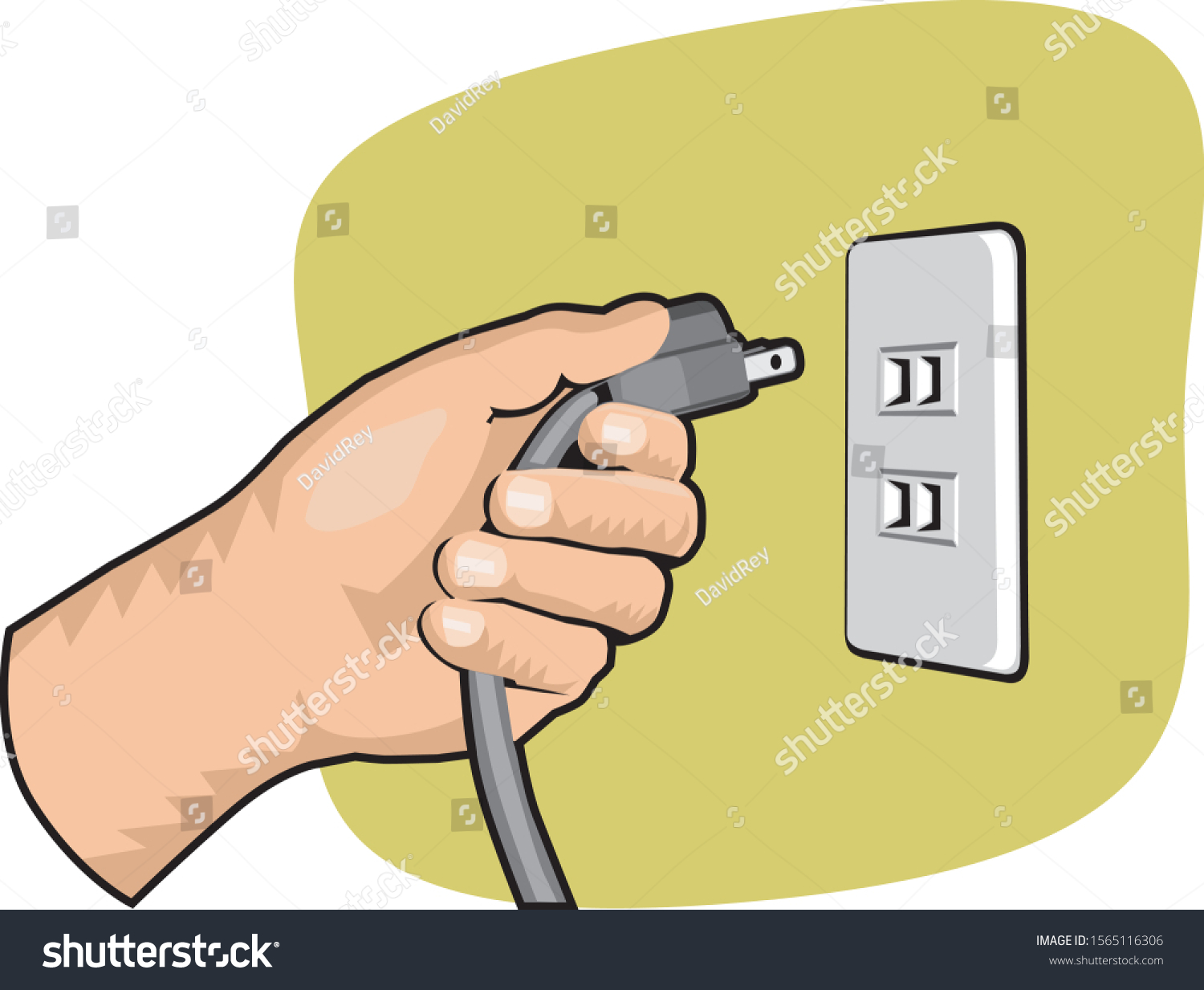 Illustration Hand Connecting Electricity Plug Stock Vector (Royalty ...