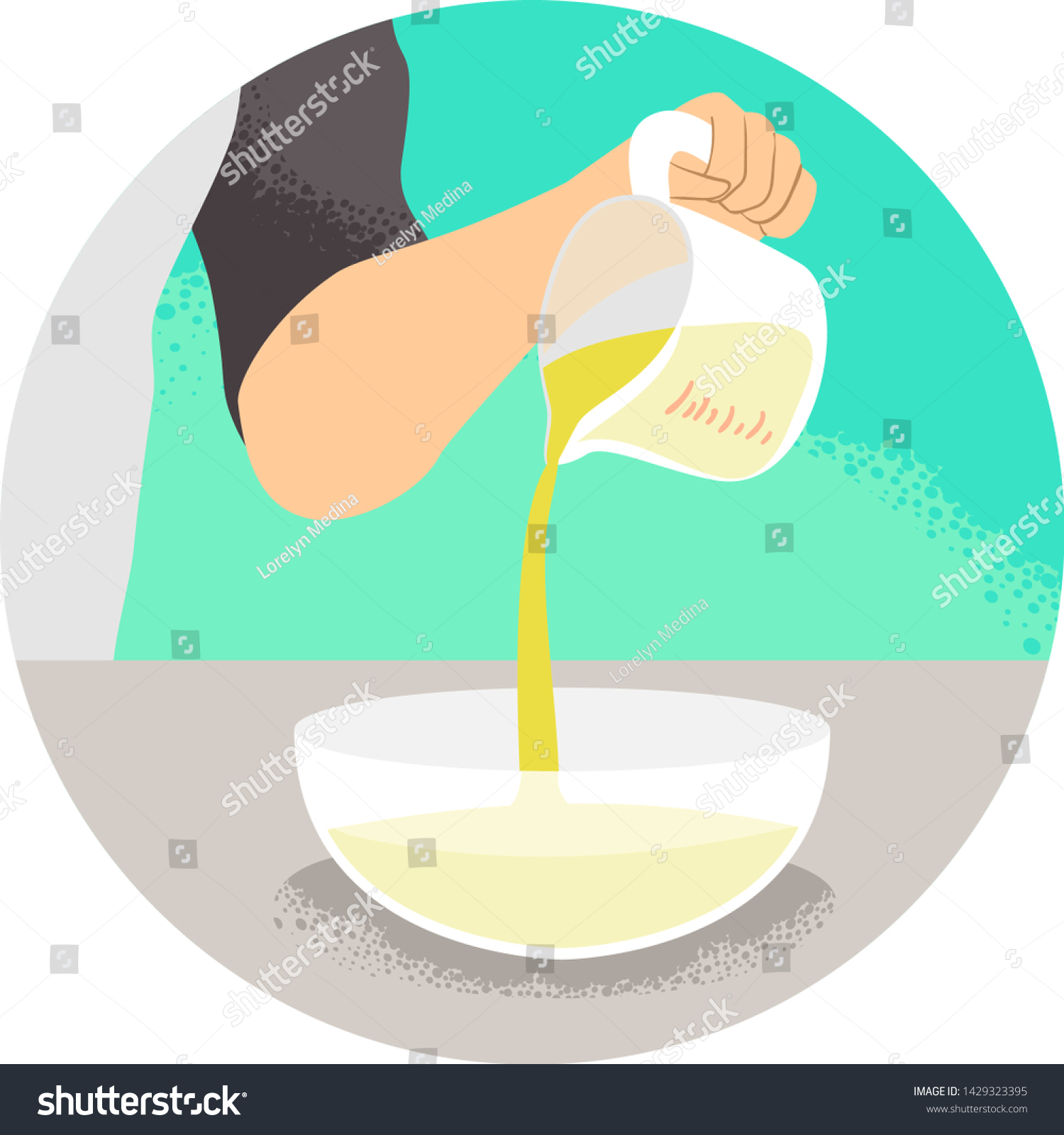 Illustration Hand Holding Measurement Pitcher Pouring Stock Vector ...