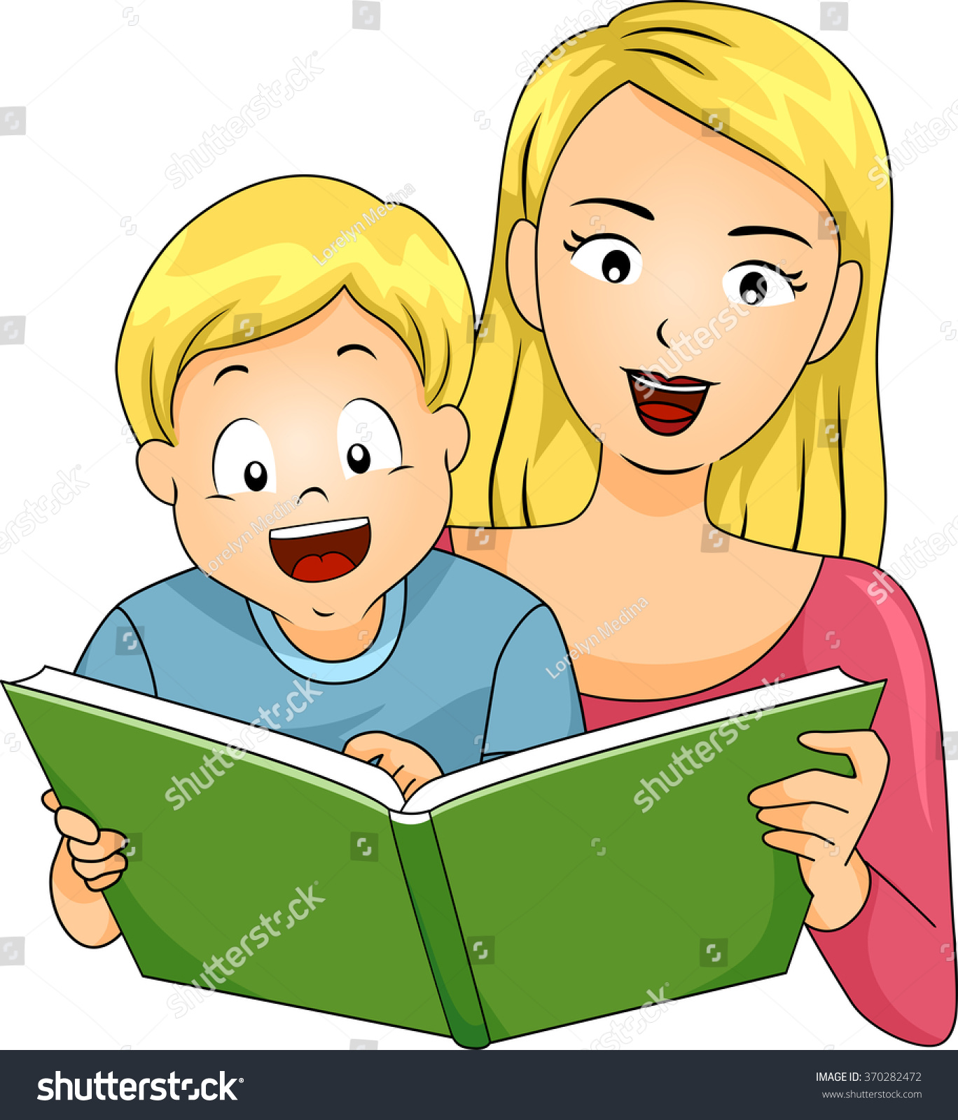 Illustration Happy Boy Reading Book His Stock Vector 370282472 ...