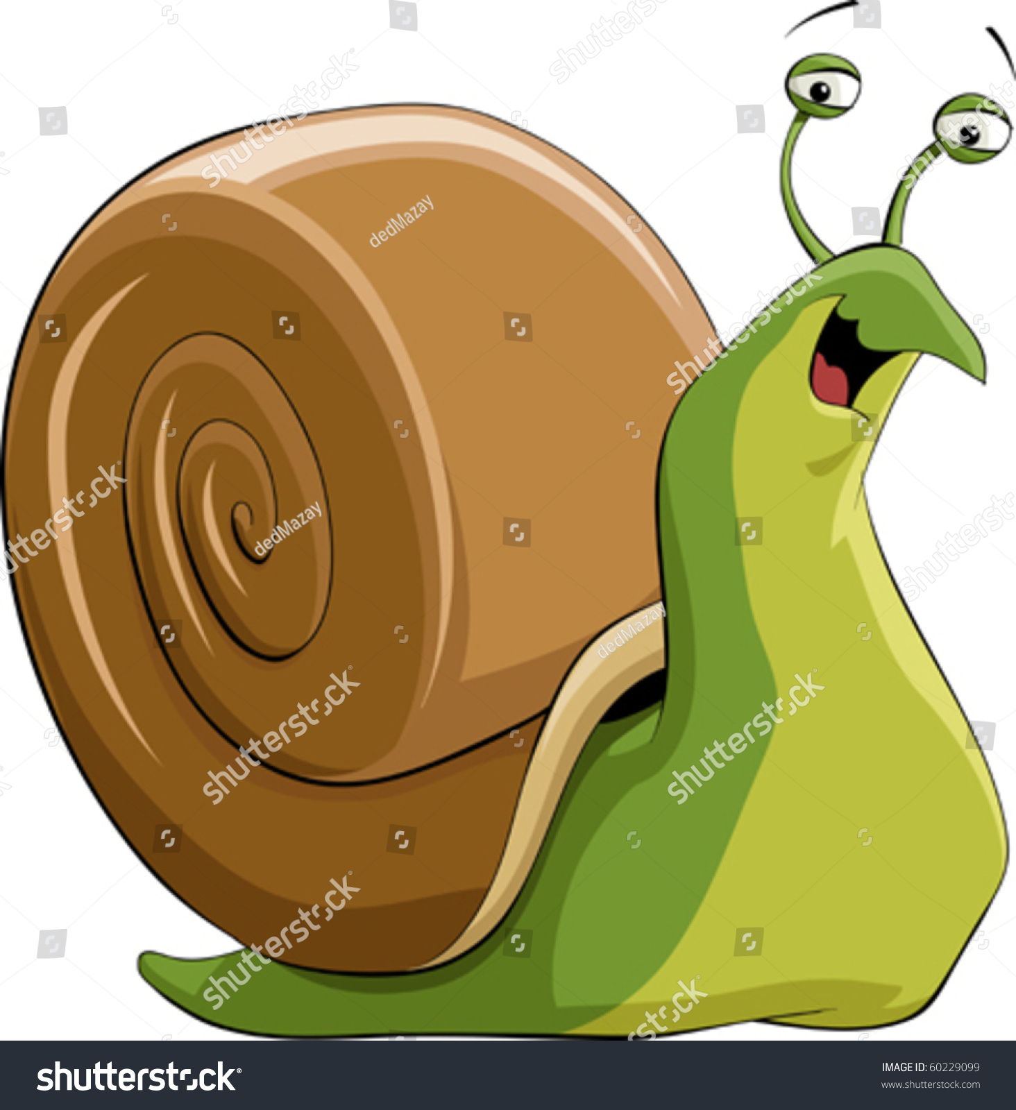 Illustration Of A Happy Green Snail - 60229099 : Shutterstock