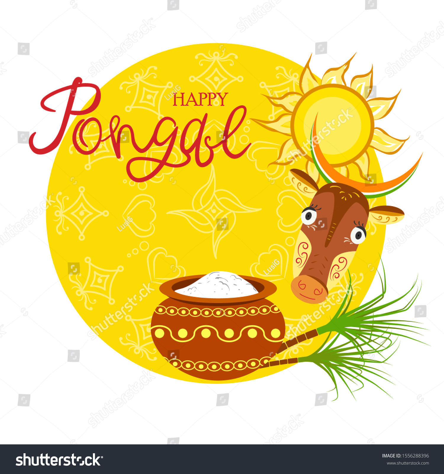 Illustration Happy Pongal Harvest Festival India Stock Vector (Royalty 