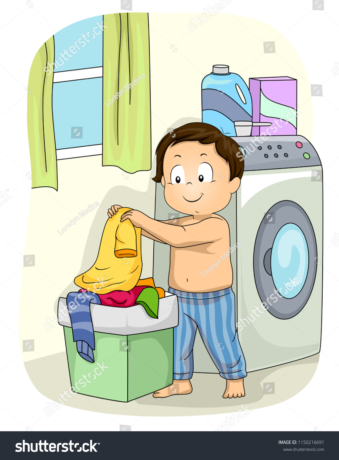 Illustration Kid Boy Putting His Shirt Stock Vector (Royalty Free ...