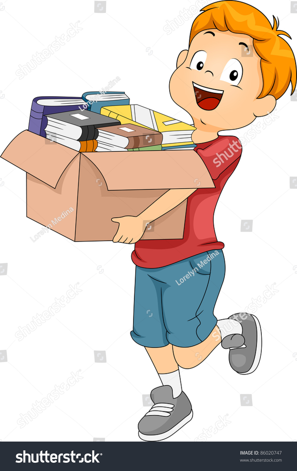 Illustration Kid Carrying Box Full Books Stock Vector 86020747 ...