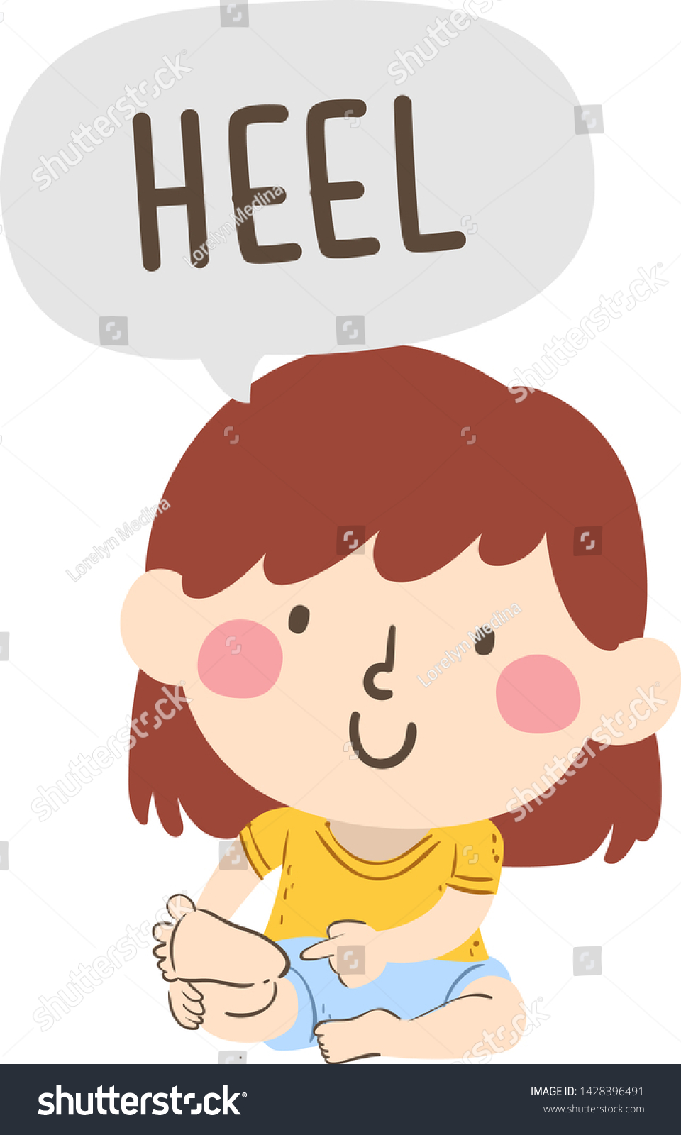 Illustration Kid Girl Pointing Saying Heel Stock Vector (Royalty Free ...