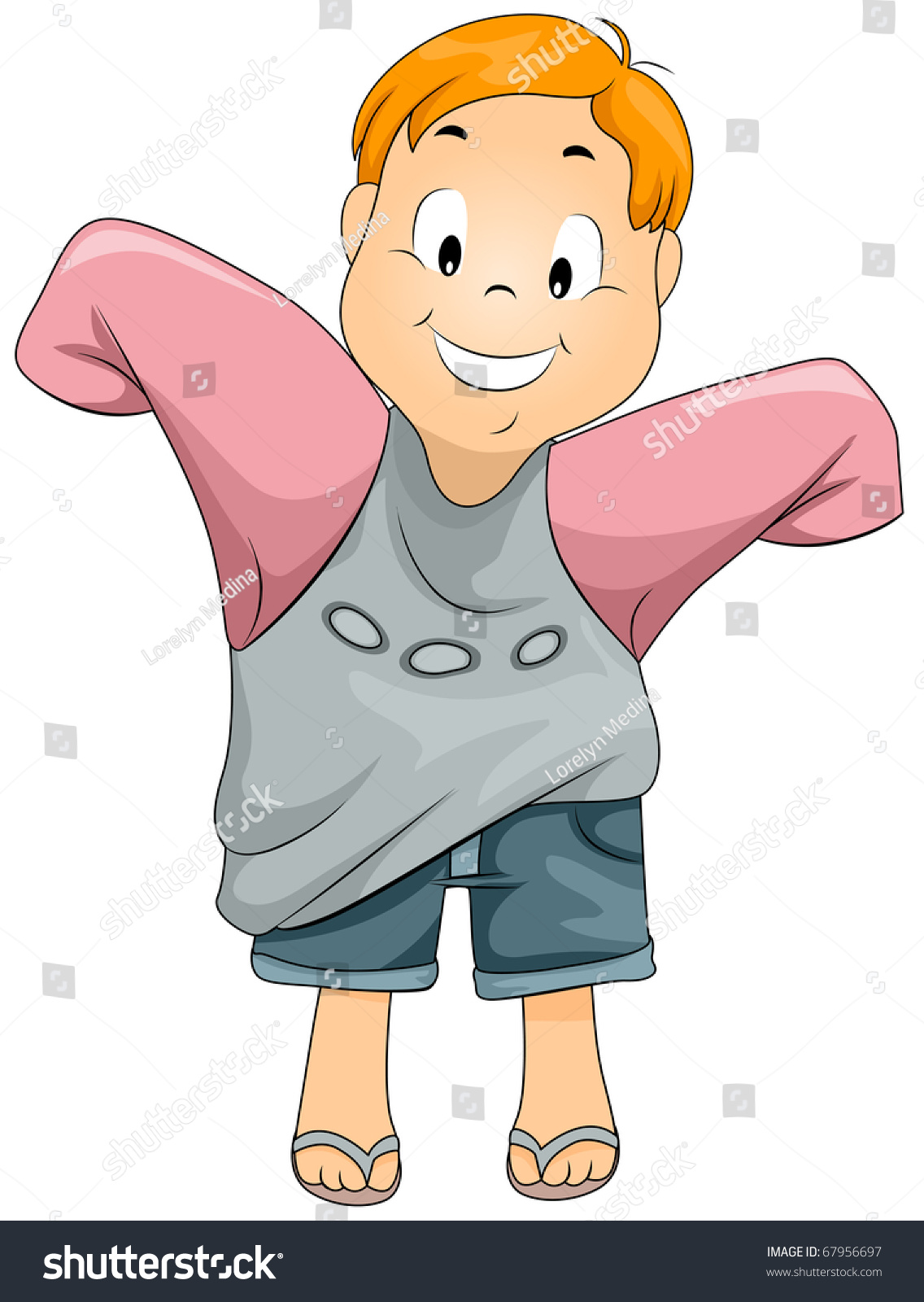 shirt vector girl t Oversized Vector Kid Shirt Putting Stock On Illustration