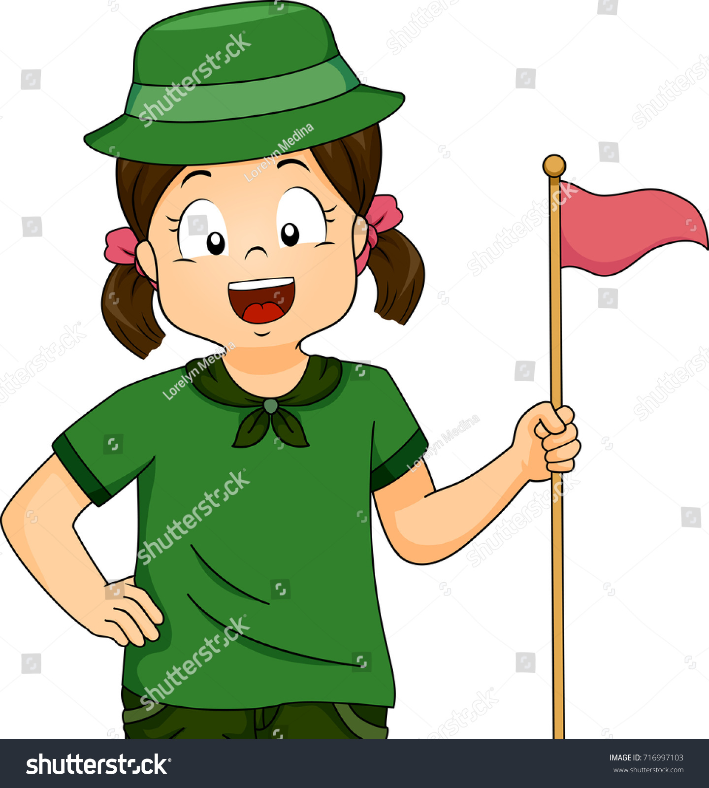 Illustration Kid Wearing Girl Scout Uniform Stock Vector 716997103 ...