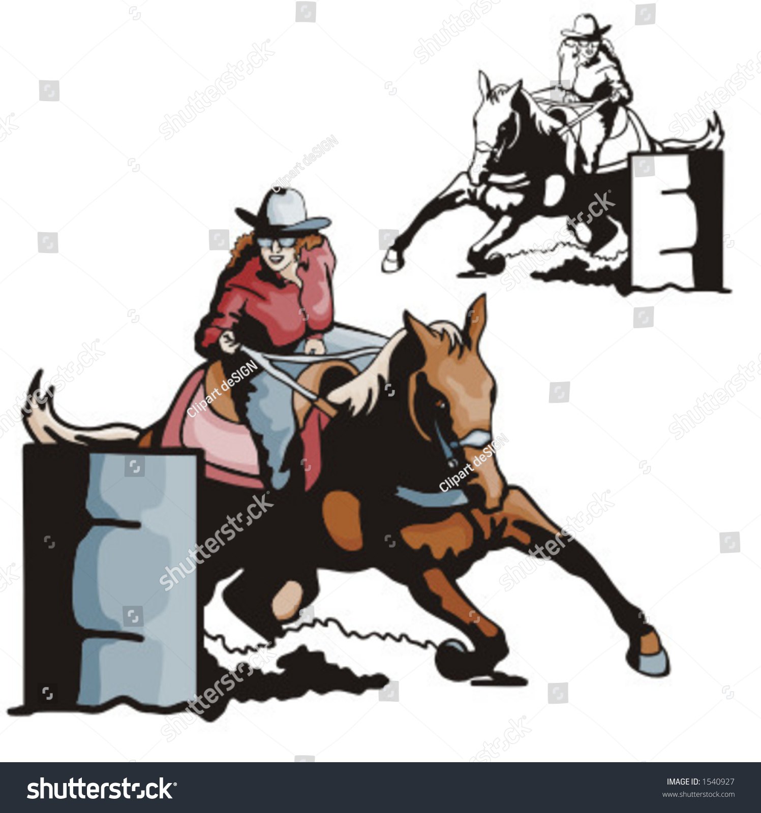 Illustration Of A Ladies' Barrel Racing. - 1540927 : Shutterstock