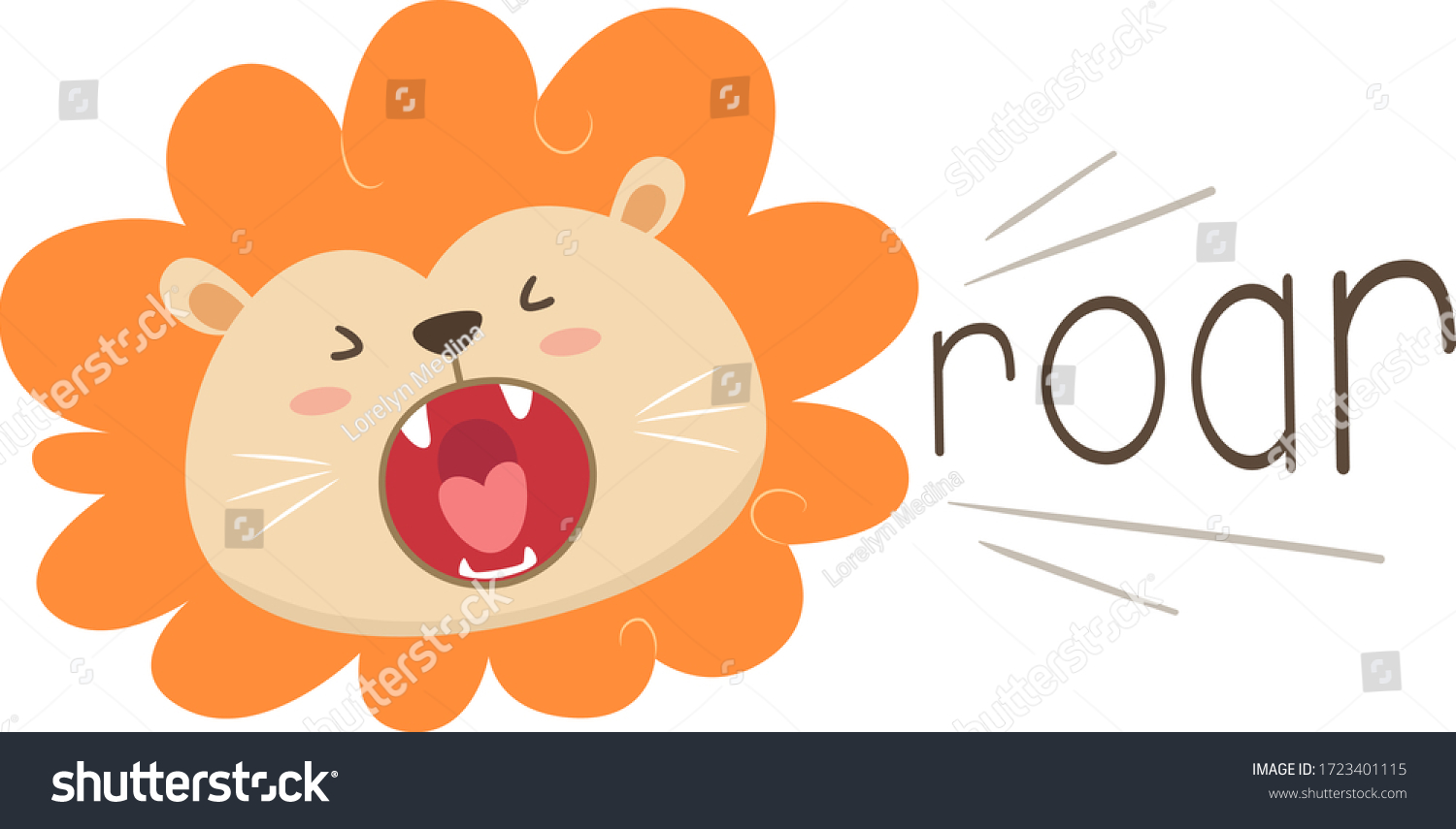 Illustration Lion Opening Mouth Making Roar Stock Vector (Royalty Free ...