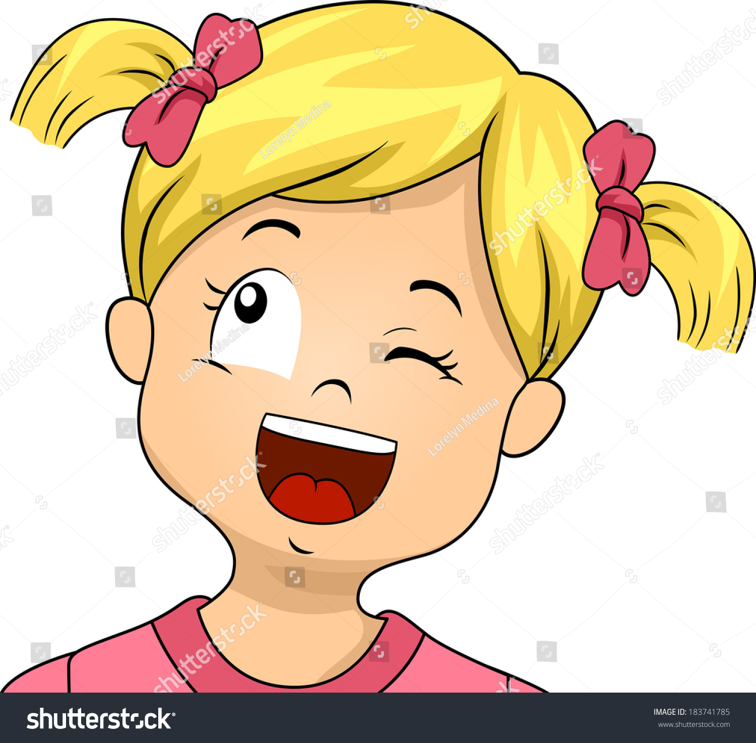 Illustration Of A Little Girl Winking While Doing A Sideways Upward ...