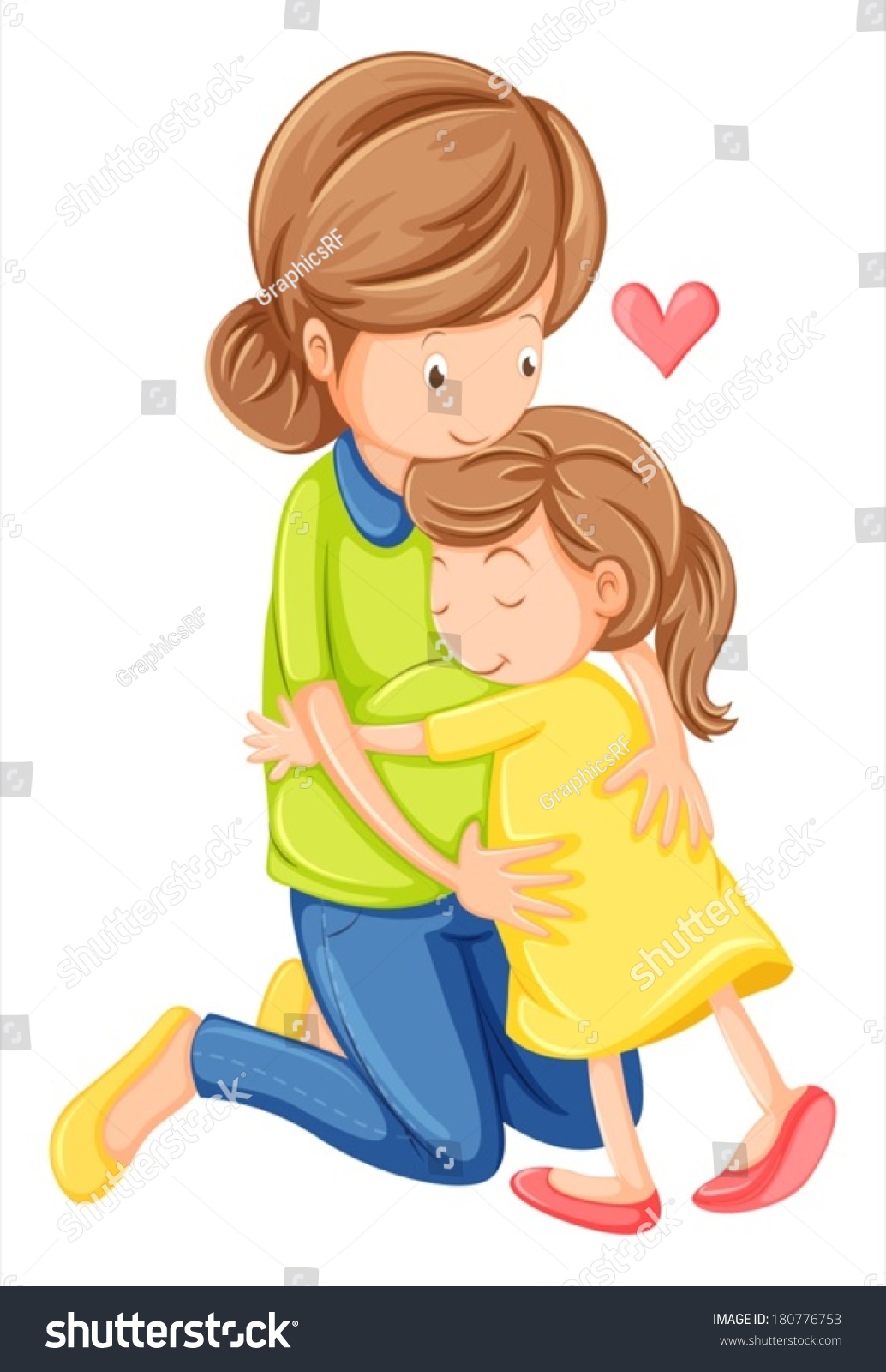 Illustration Love Mother Daughter On White Stock Vector (Royalty Free ...