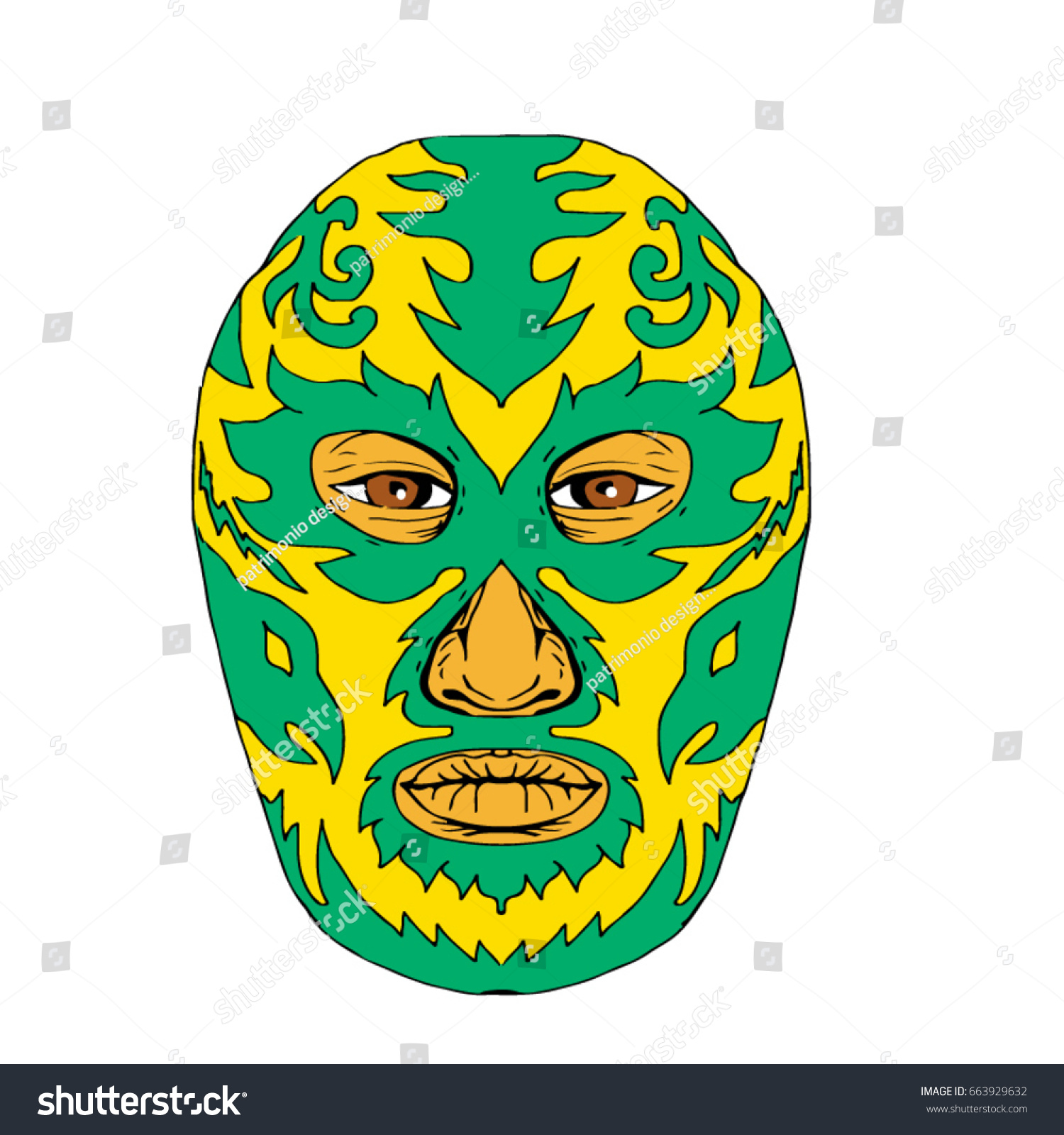 Illustration Luchador Mask Fiery Flames Fire Stock Vector (Royalty Free ...