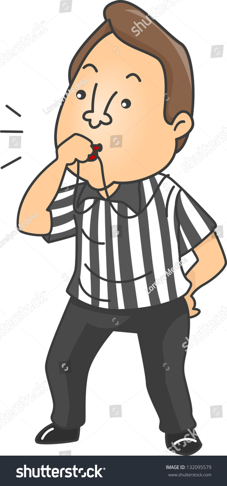 Illustration Of A Male Referee Blowing Whistle - 132095579 : Shutterstock