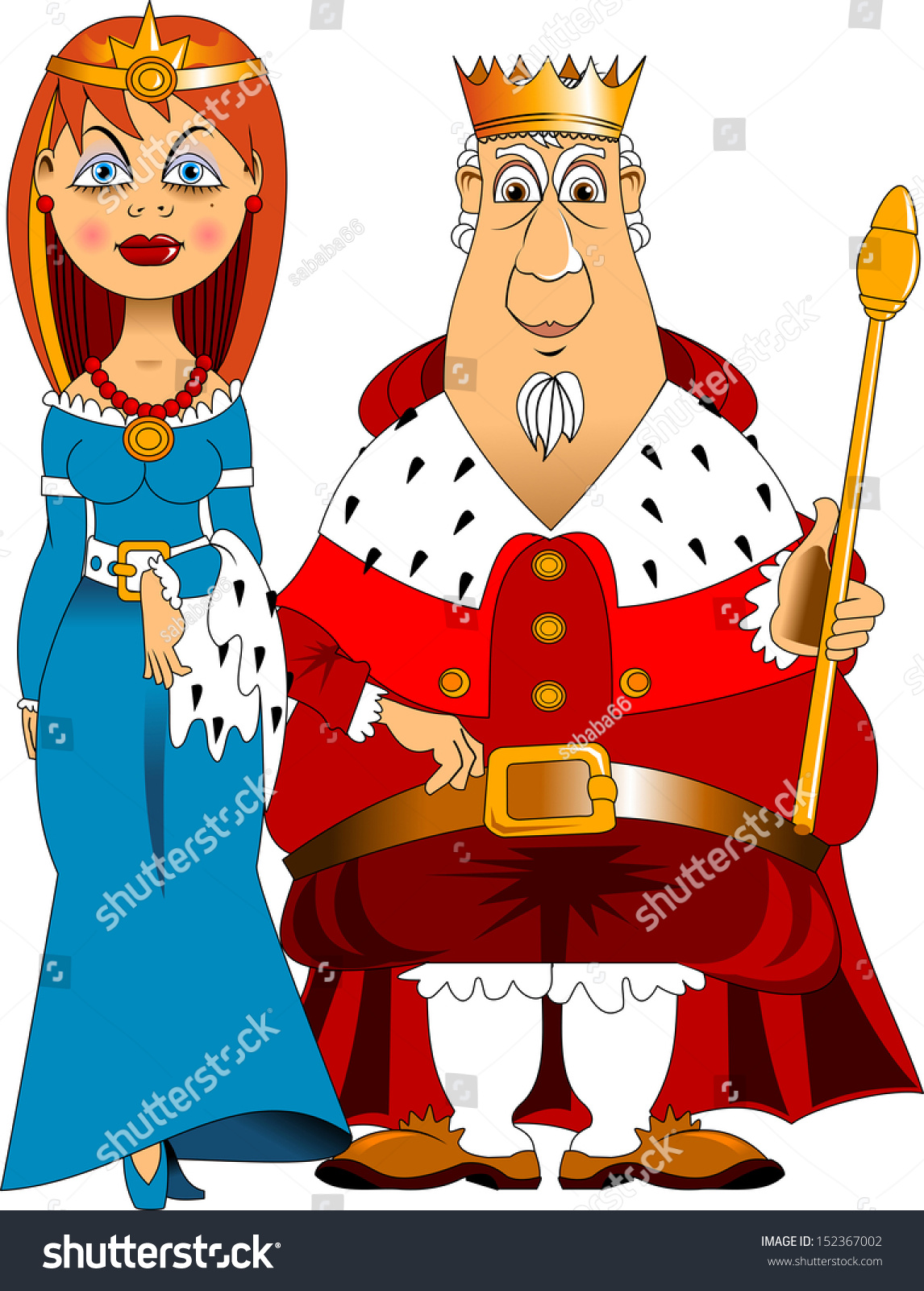 Illustration Man Woman Dressed King Queen Stock Vector 152367002 ...