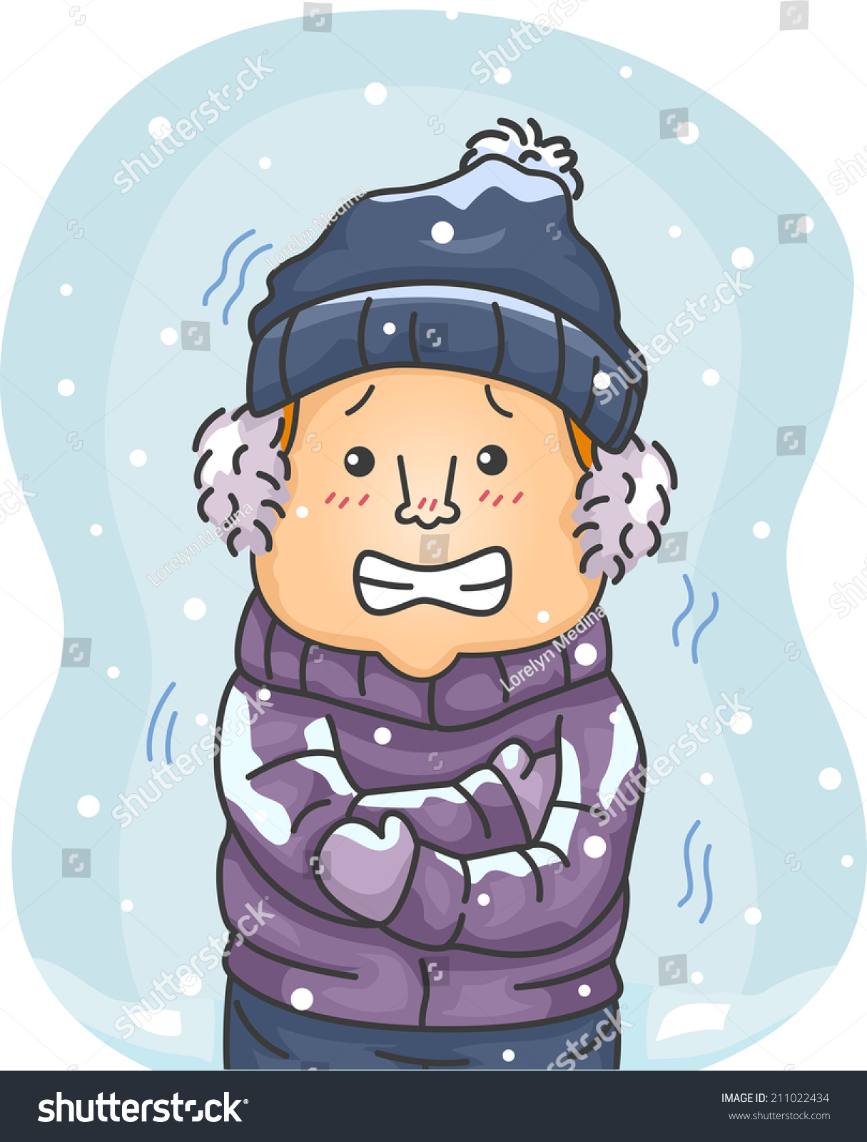 Illustration Of A Man In Winter Clothes Shivering Hard Because Of The ...