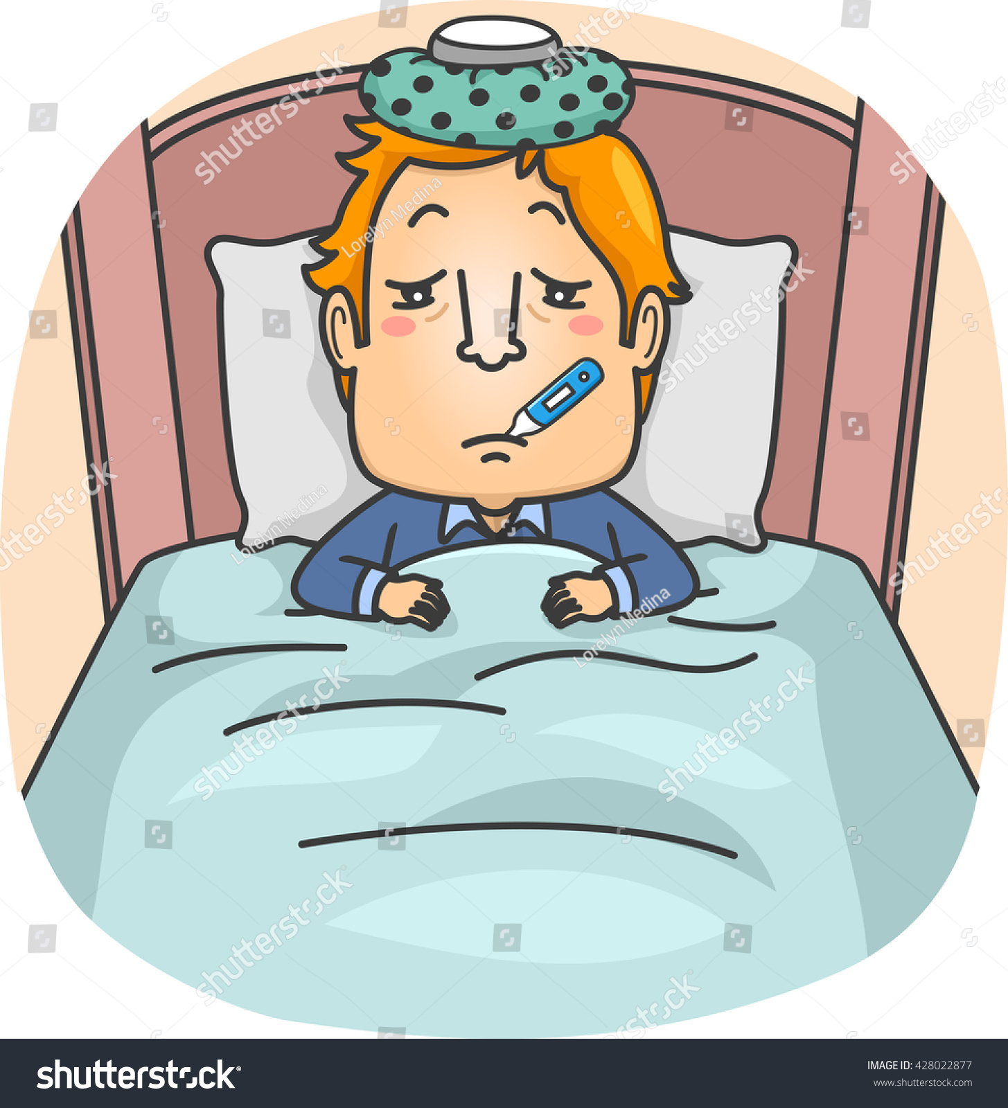 Illustration Man Lying Sick Bed Stock Vector (Royalty Free) 428022877 ...