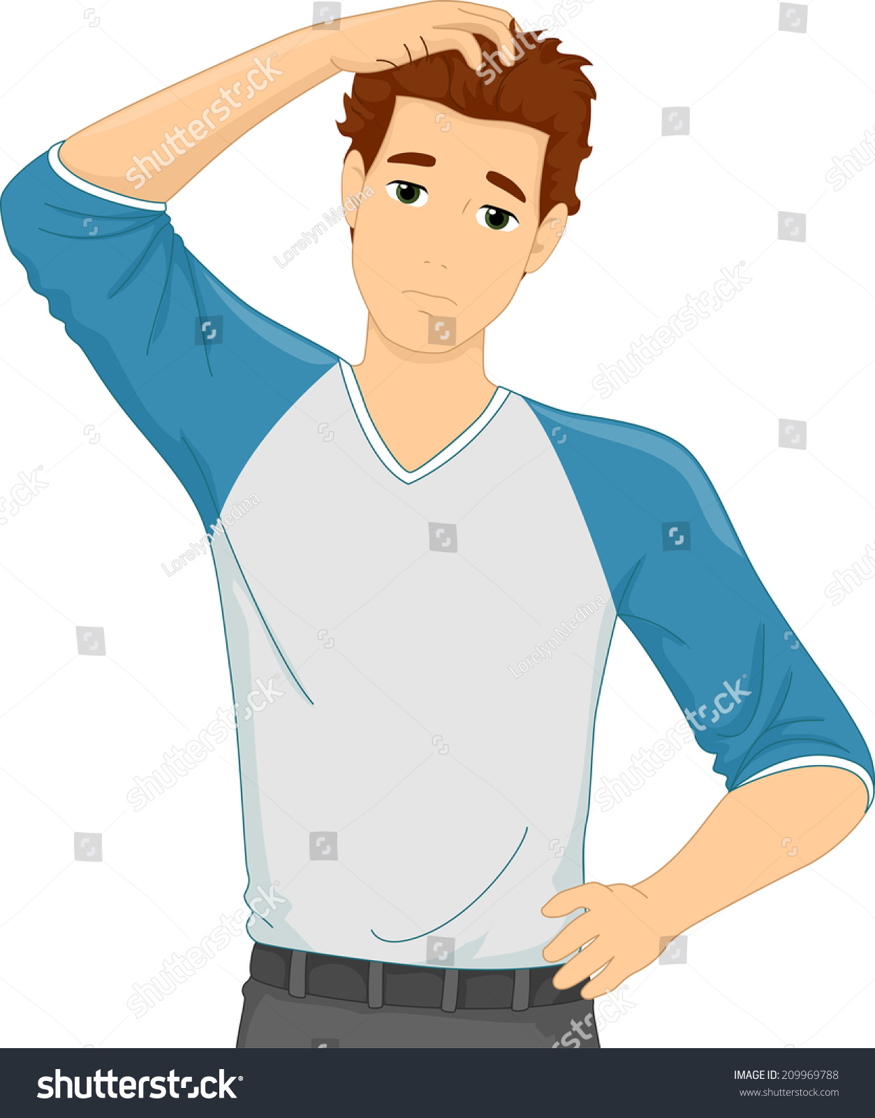 Illustration Man Scratching His Head Stock Vector Royalty Free 209969788 Shutterstock