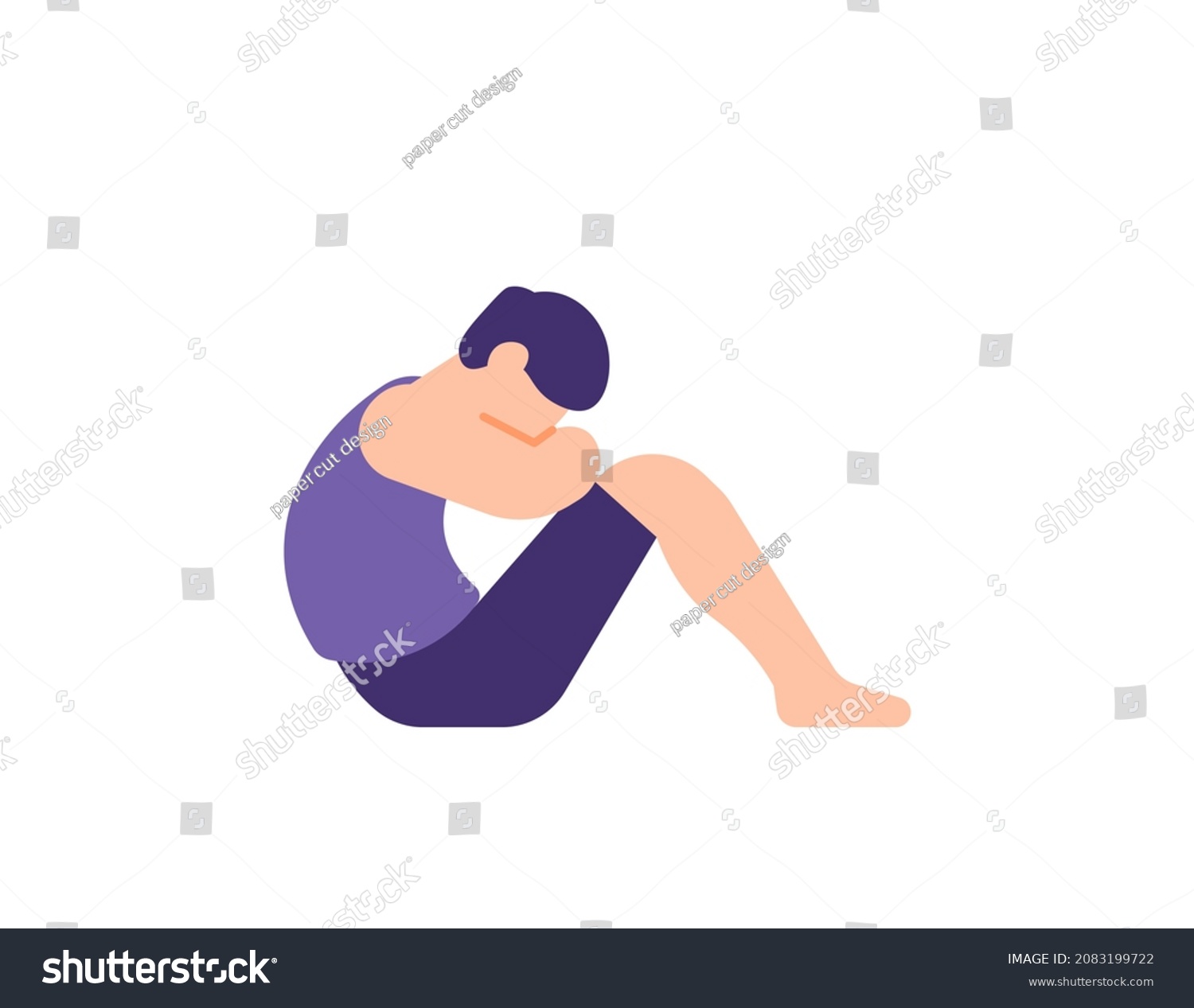 Illustration Man Sitting Pensive Sluggish Powerless Stock Vector