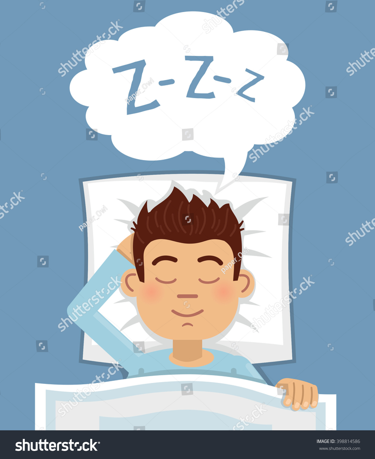 Illustration Man Sleeping Bed Sleeping Man Stock Vector 398814586 ...