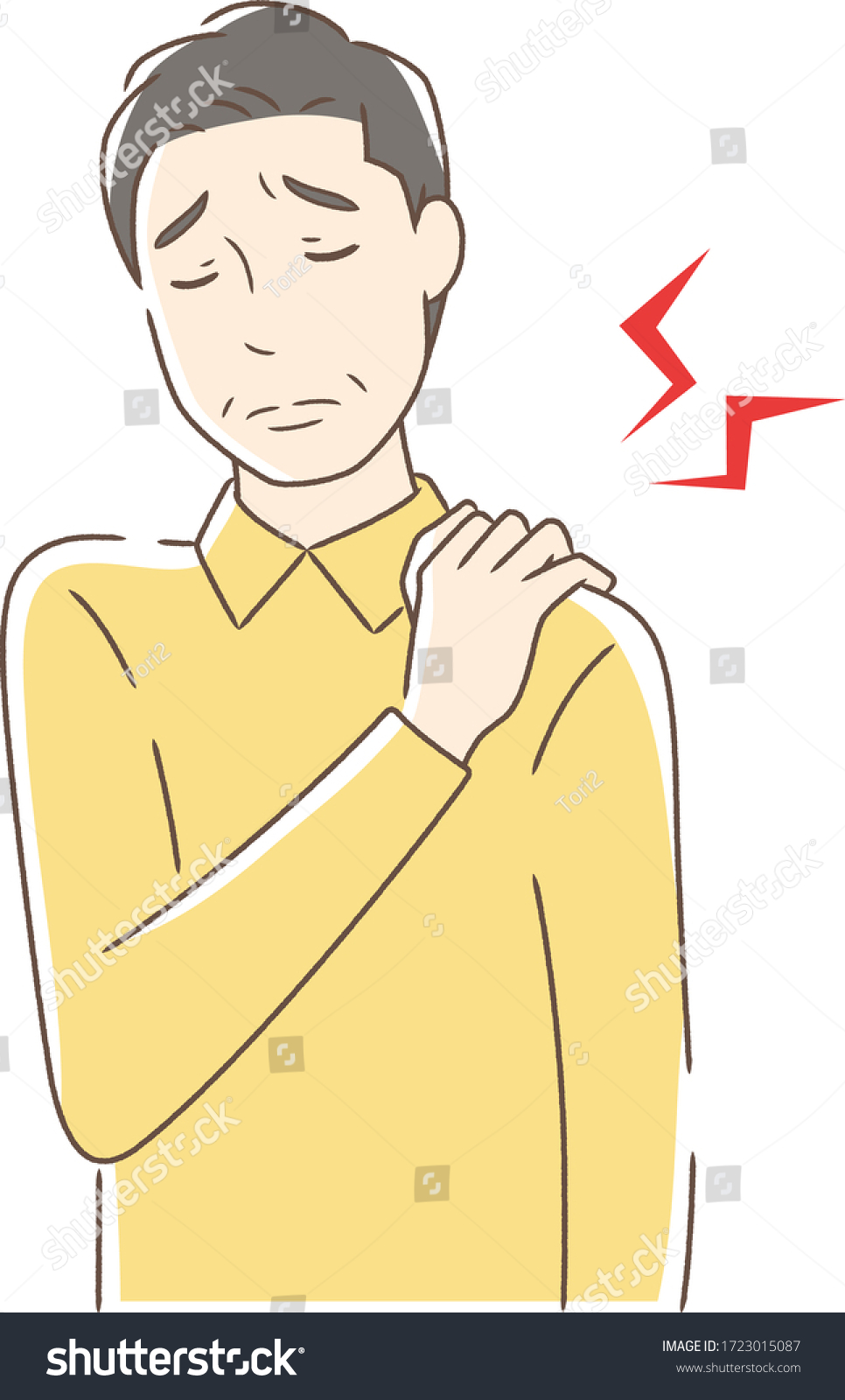 Illustration Man Suffering Stiff Shoulder Stock Vector (royalty Free 