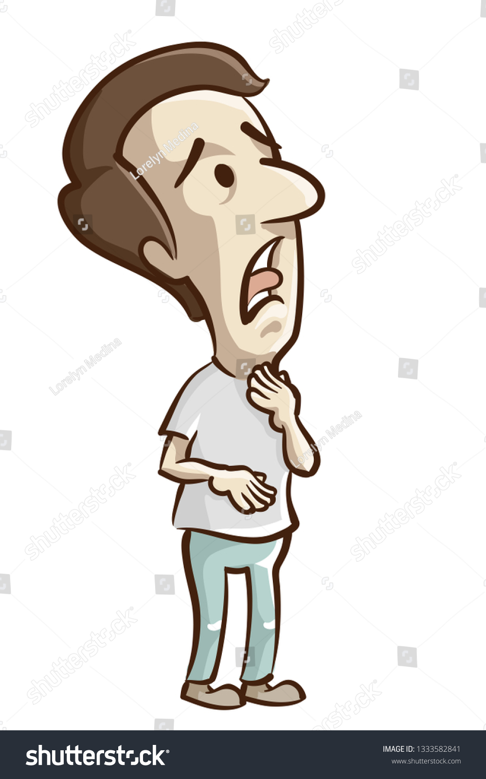 Illustration Man Touching His Dry Throat Stock Vector (Royalty Free ...