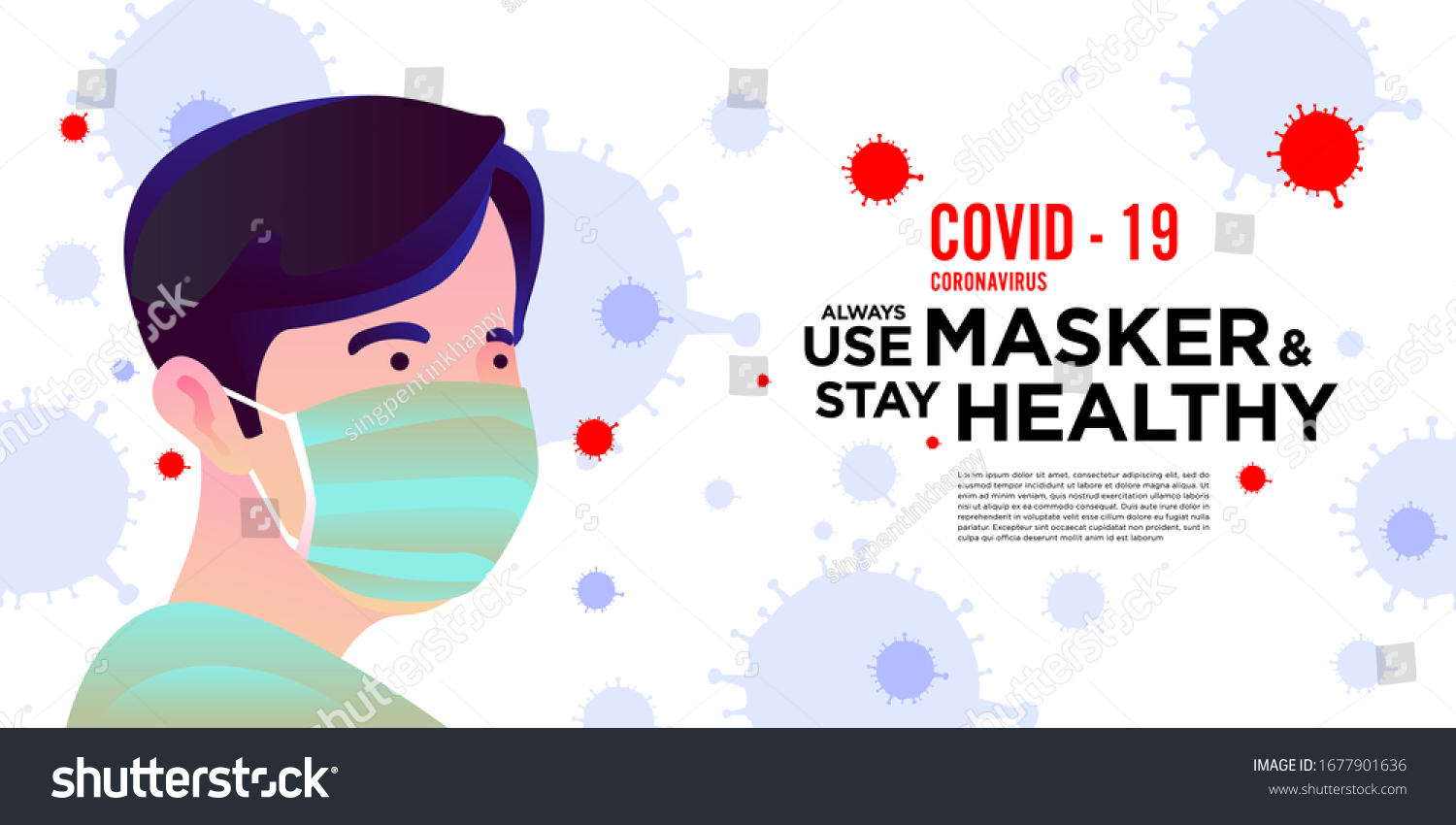 Vektor Stok Illustration Man Using Masker Attack Coronavirus Tanpa Royalti 1677901636