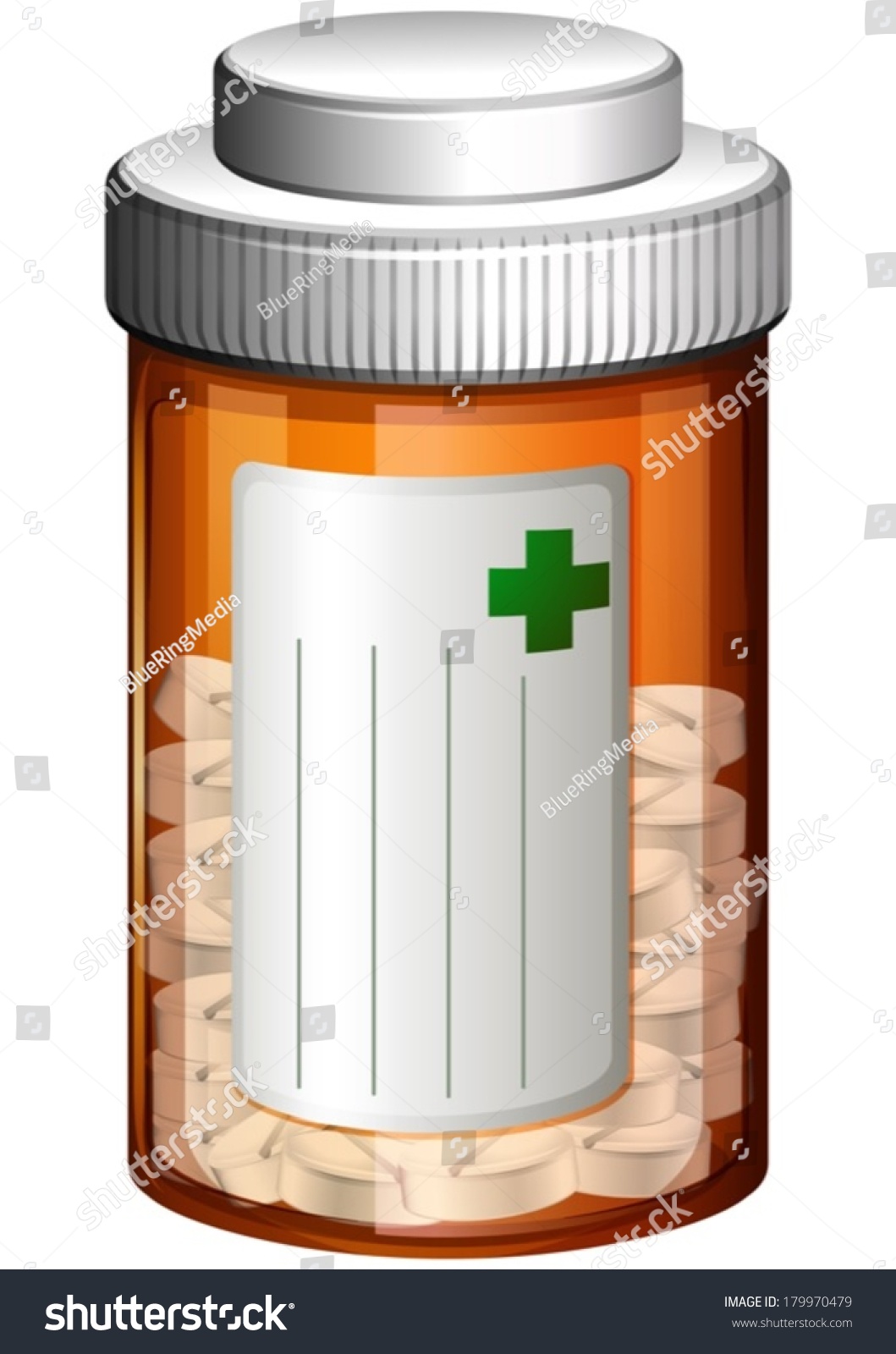 SVG of Illustration of a medical container with tablets on a white background svg