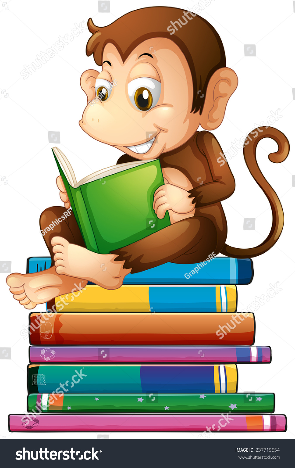 Illustration Monkey Reading Book Stock Vector 237719554 - Shutterstock