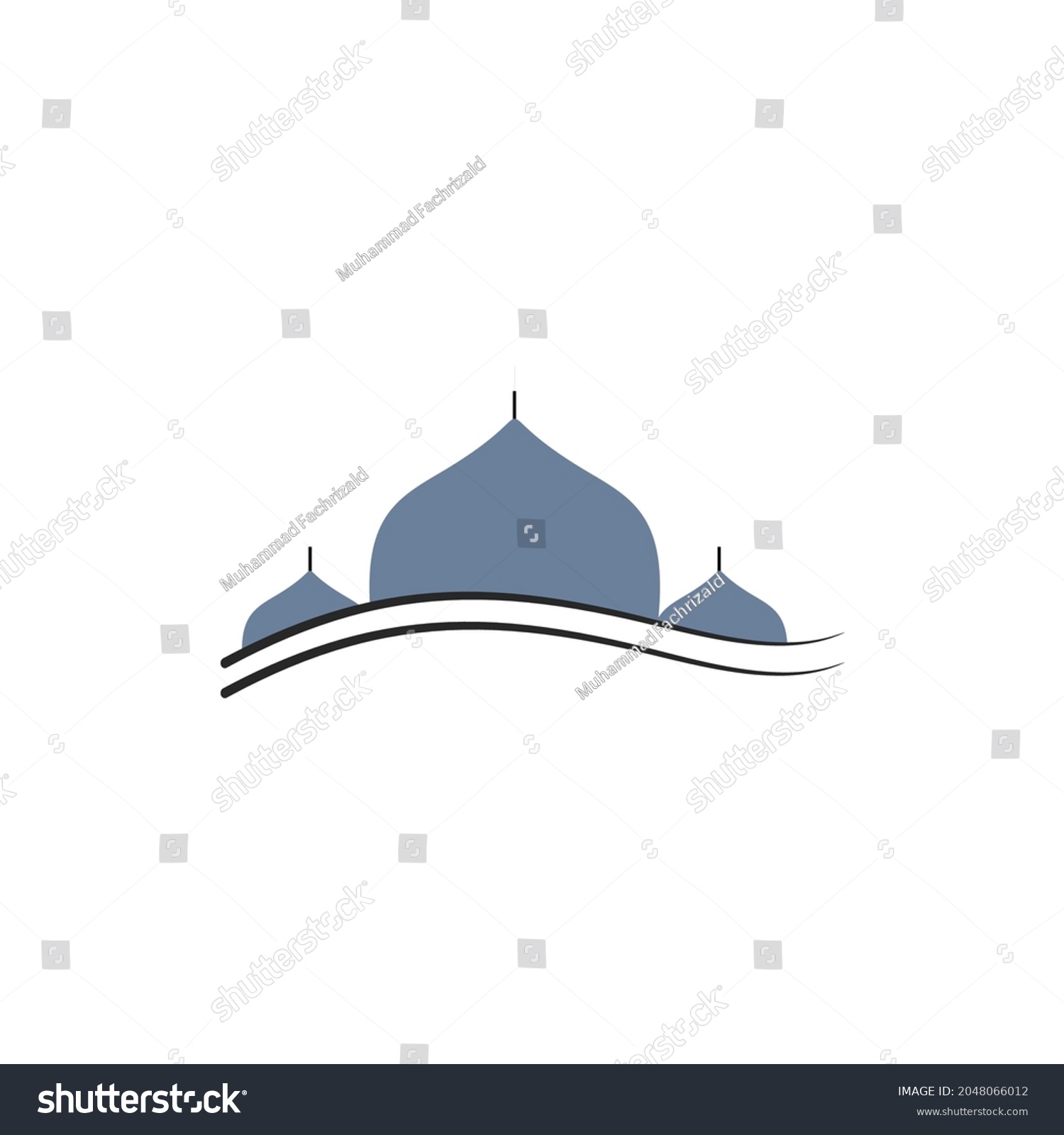 SVG of illustration of a mosque dome with water ornaments, a beautiful aceh baiturrahman mosque, a simple logo of a mosque dome, masjid baiturrahman svg