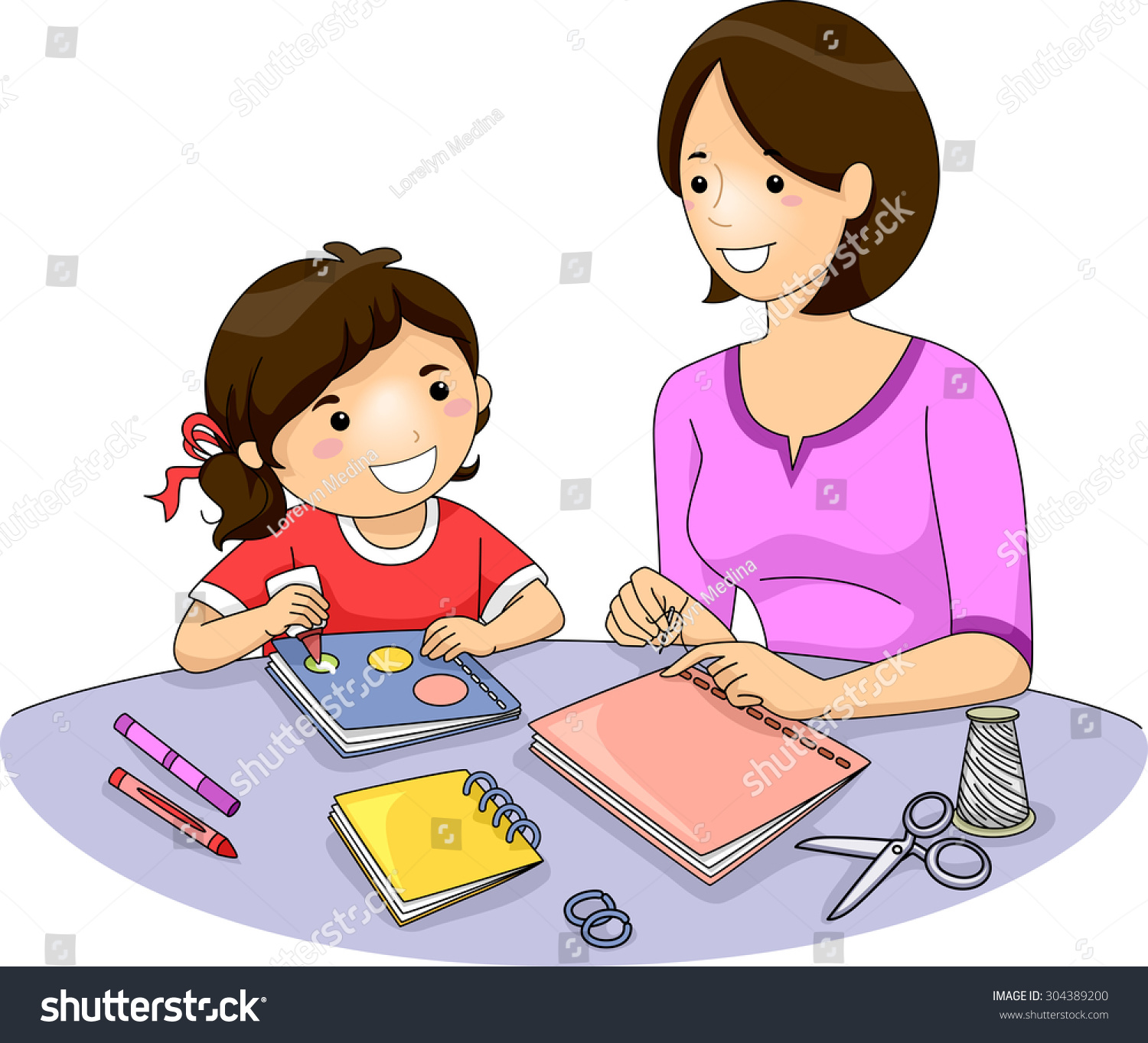 mother teach her daughter