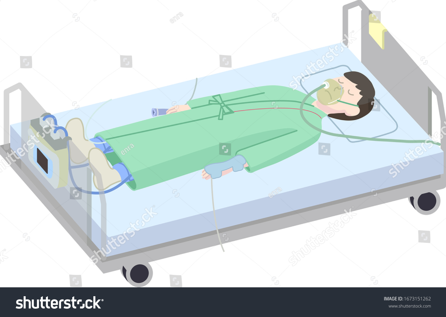 ベッドに横たわる患者のイラスト のベクター画像素材 ロイヤリティフリー