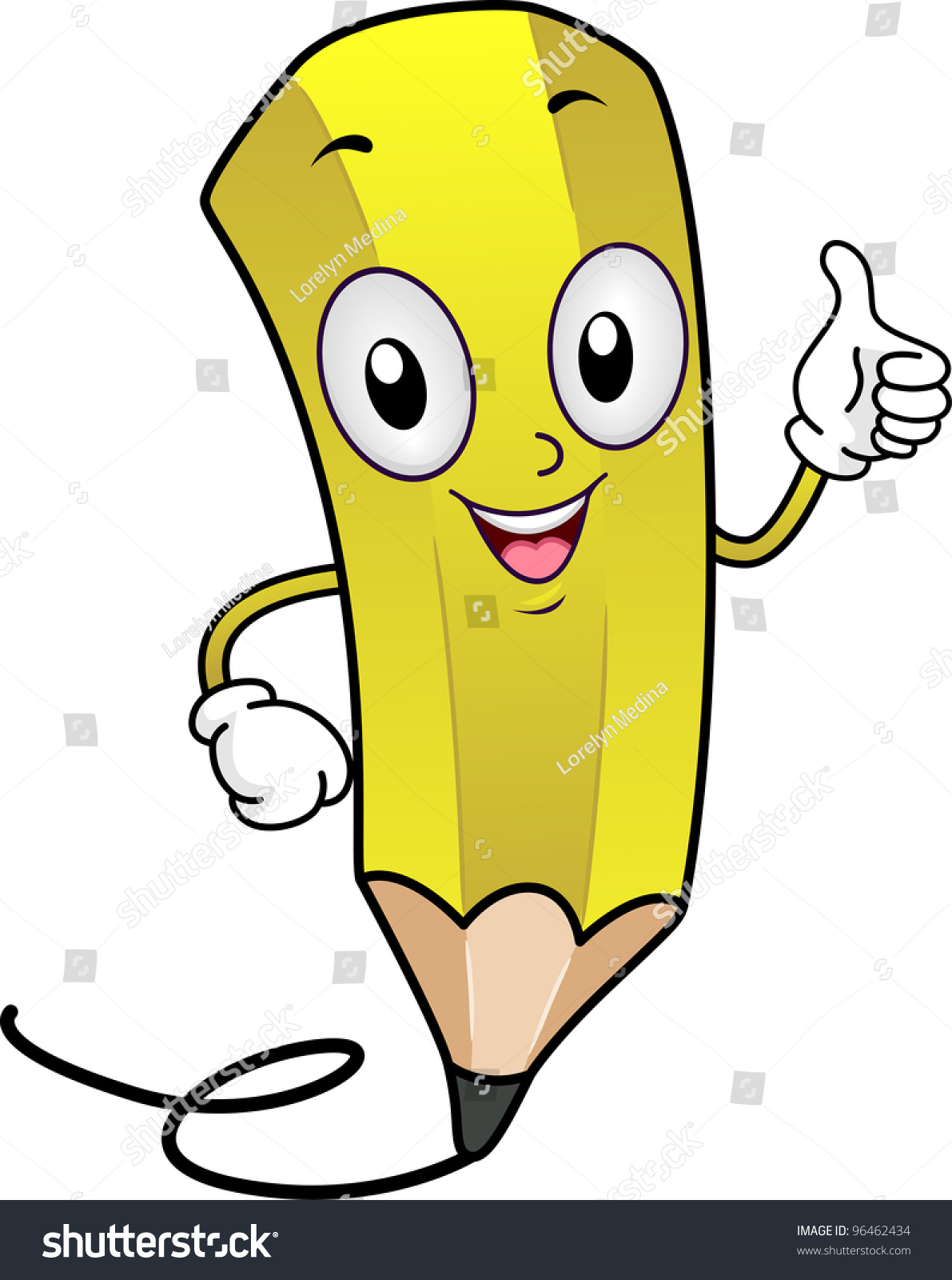 Illustration Of A Pencil Mascot Giving A Thumbs Up - 96462434 ...