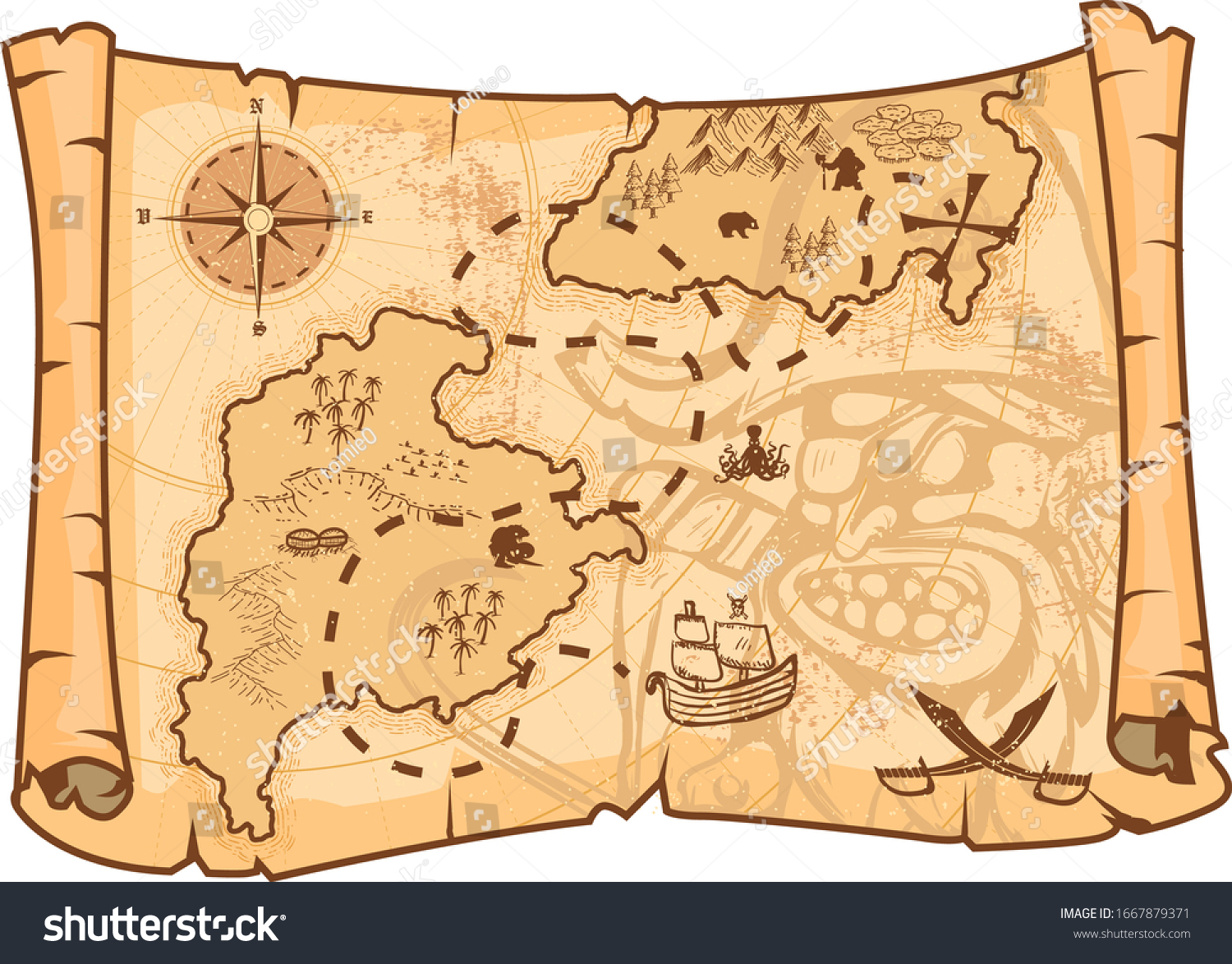 Editable Treasure Map Template Illustration Pirate Map Concept Editable Eps10 Stock Vector (Royalty Free)  1667879371 | Shutterstock