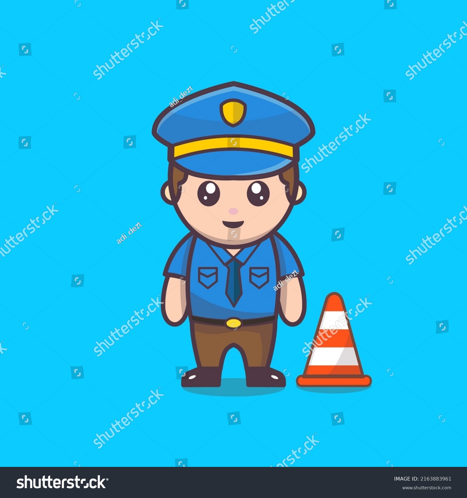 Illustration Police Officer Man Working Smile Stock Vector (Royalty ...