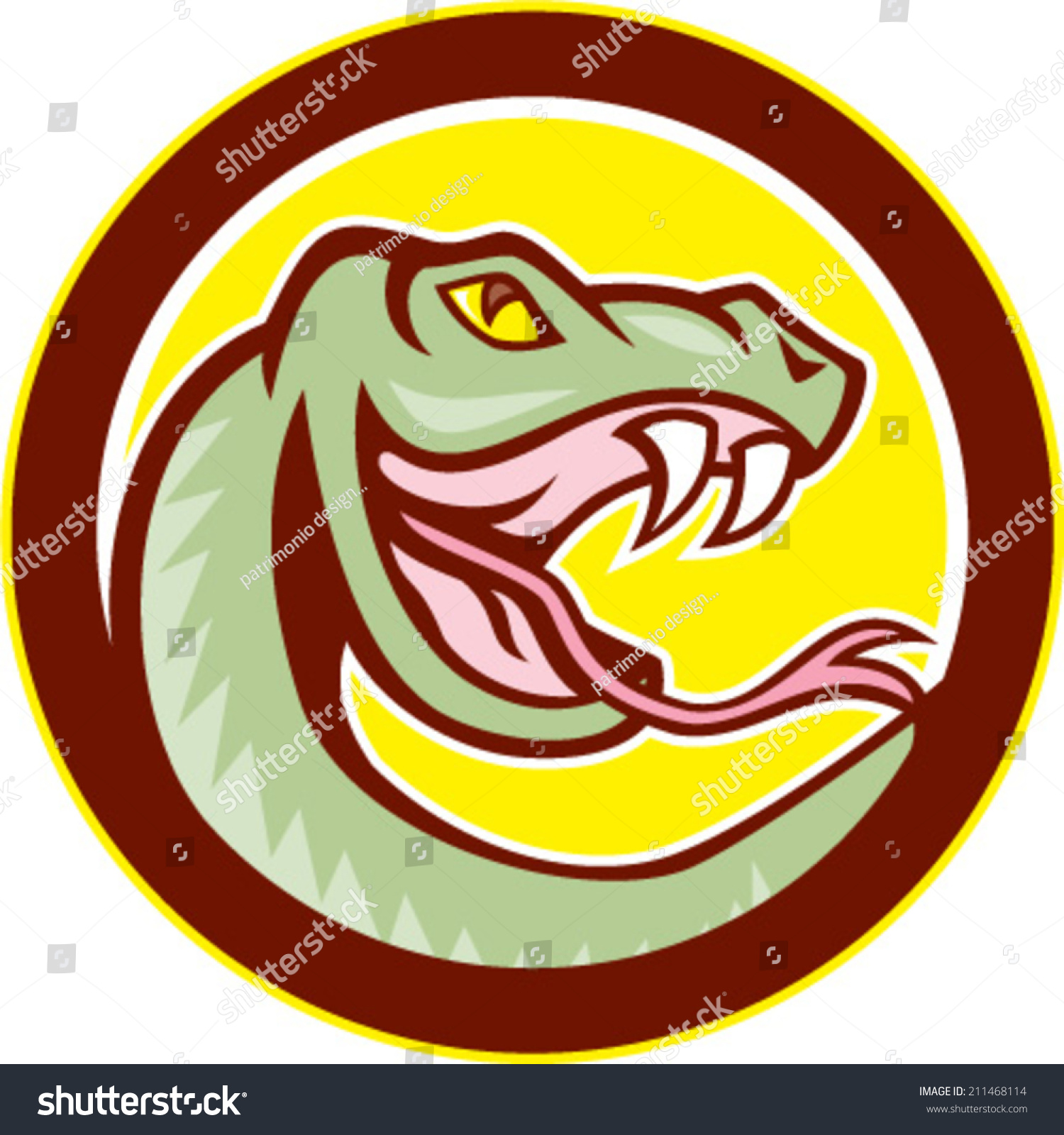 Illustration Rattle Snake Viper Serpent Head Stock Vector (Royalty Free ...