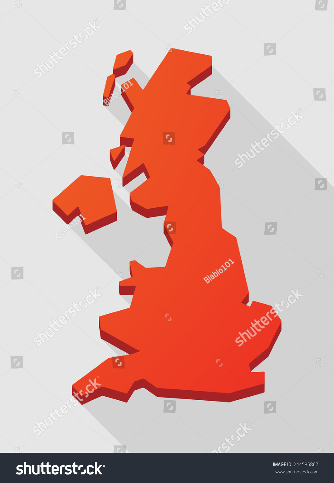 Illustration Of A Red United Kingdom Map - 244585867 : Shutterstock