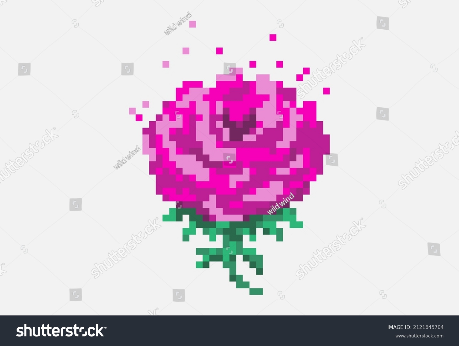 Illustration Rose Blossom Pixel Art Style Stock Vector (Royalty Free ...