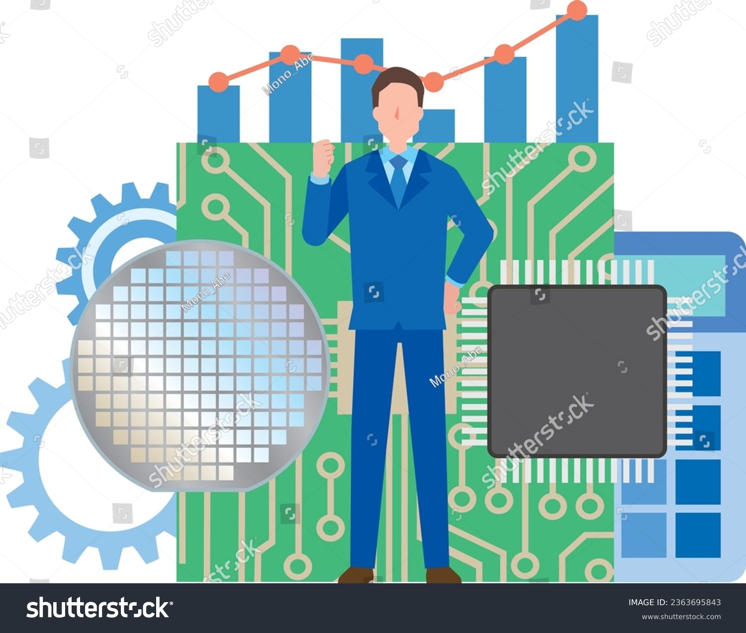 SVG of Illustration of a salesman for a semiconductor manufacturer svg